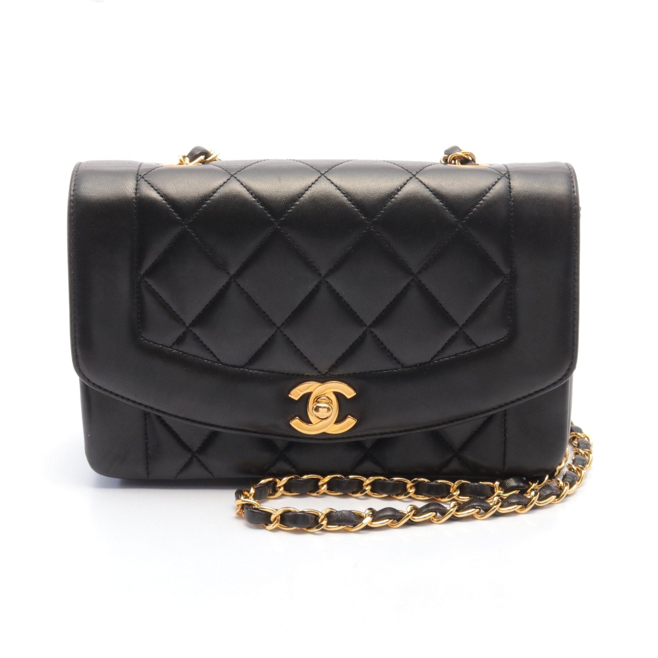 Chanel Chanel Matelasse Diana Flap Chain Shoulder Bag Leather Black Gold Hardware Size ONE SIZE - 1 Thumbnail