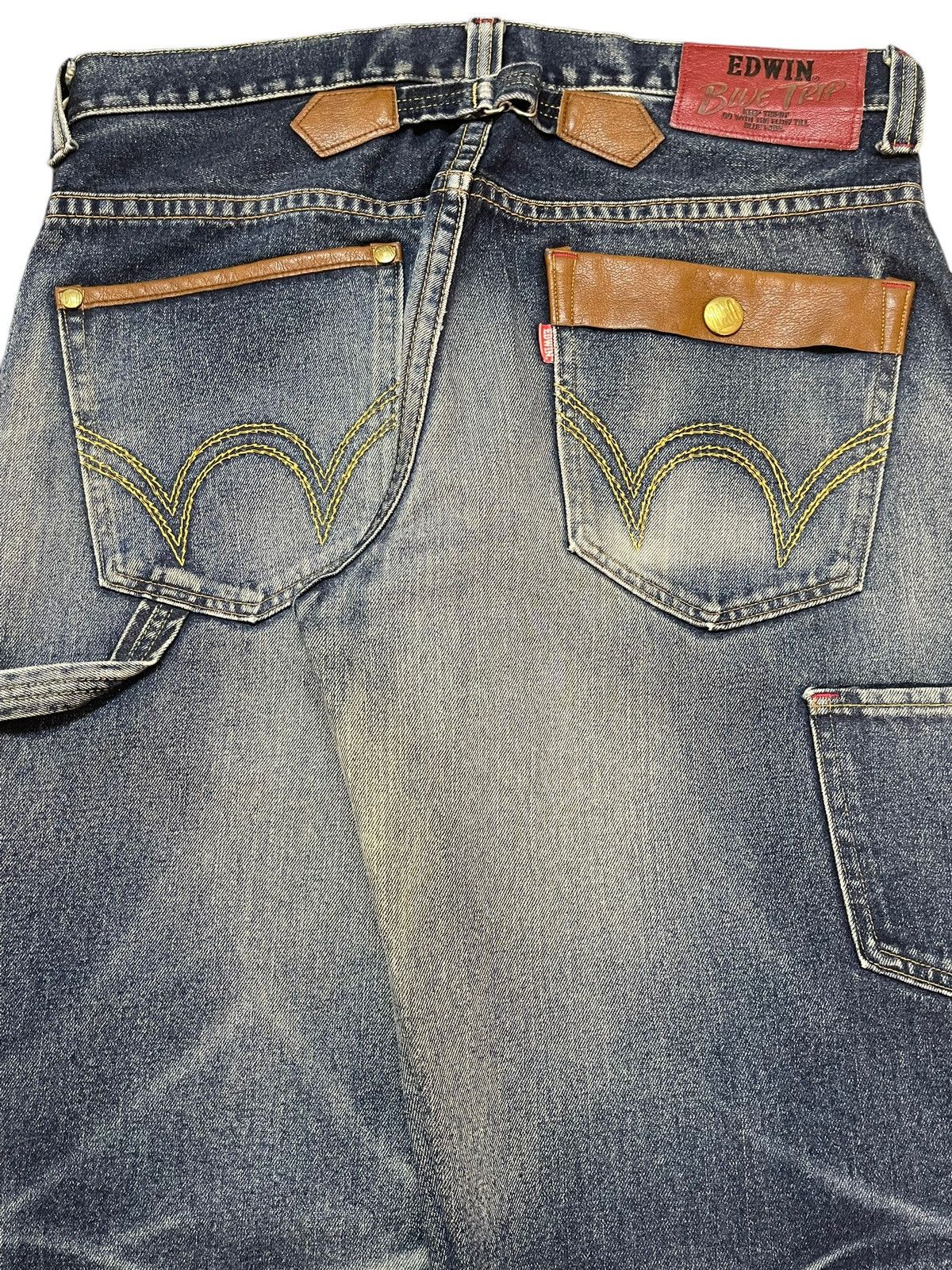 Edwin Y2K Japan Edwin Carpenter Buckle Faded Wash Wide Leg Baggy Size US 34 / EU 50 - 6 Thumbnail