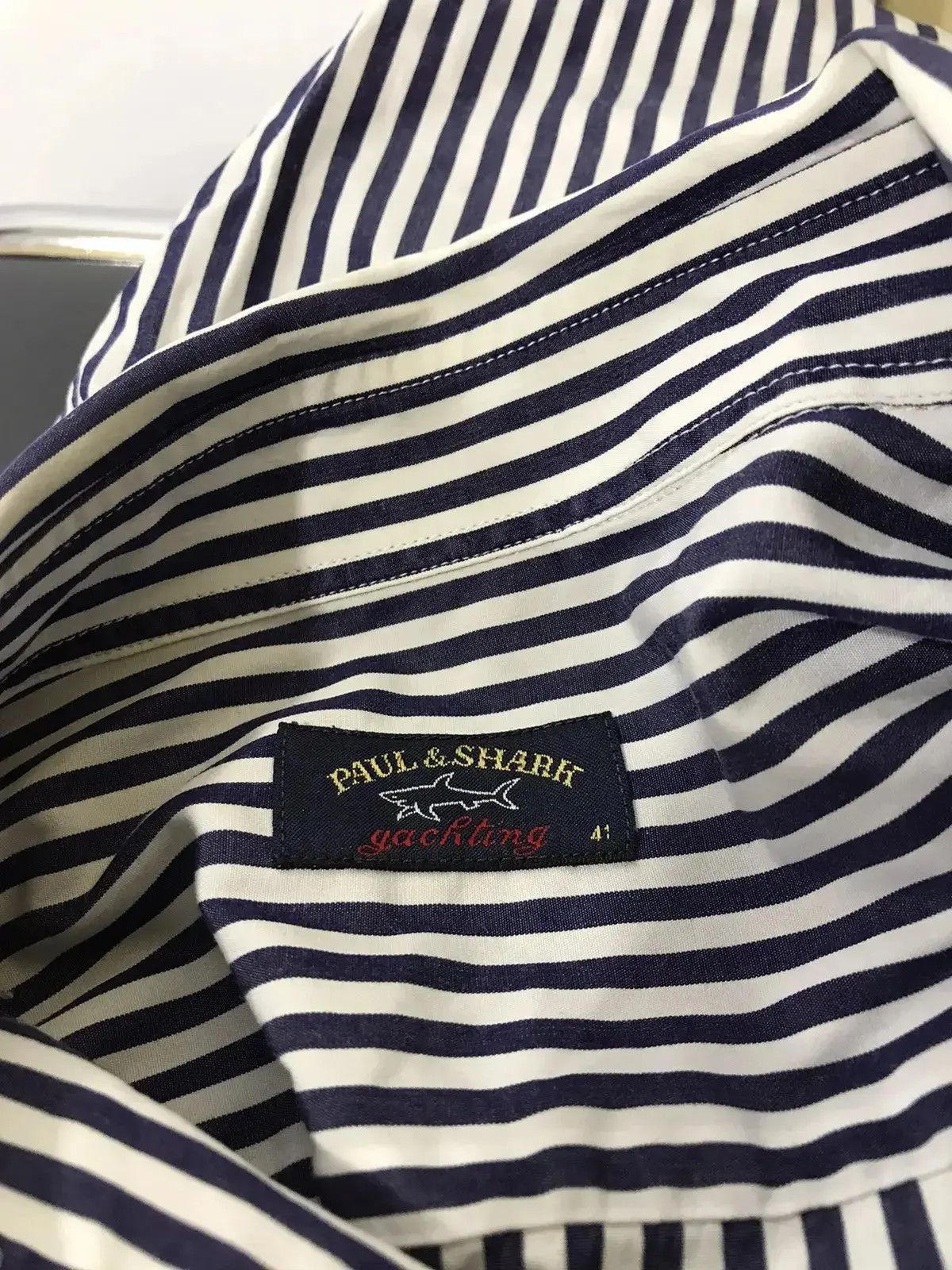 Designer × Paul & Shark Paul Shark striped long sleeve mens shirt size 41 Size US L / EU 52-54 / 3 - 4 Thumbnail