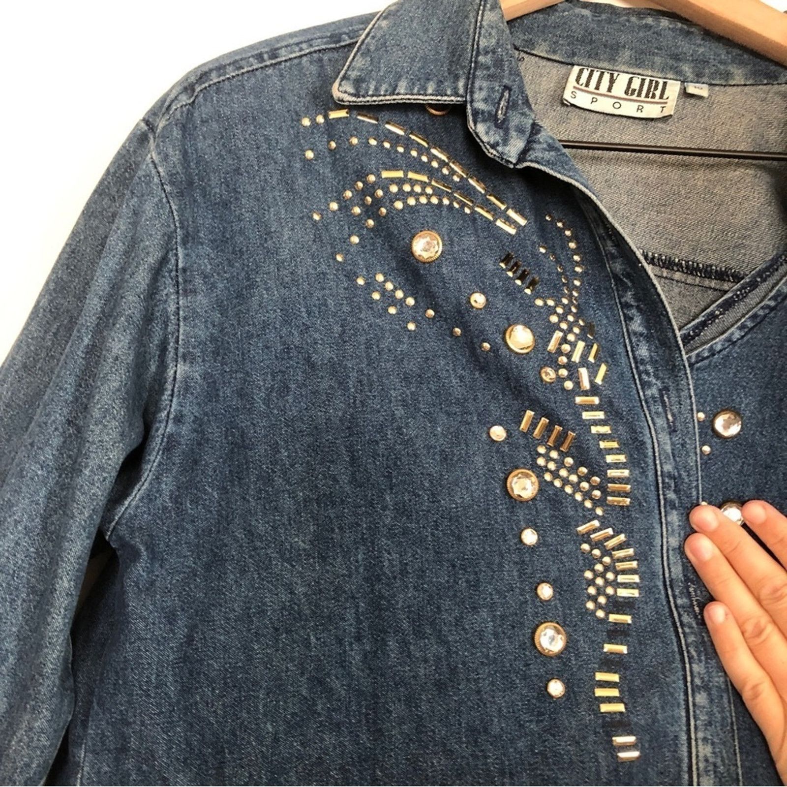 Other City Girl Sport Denim Bead Three Piece Skirt Top Jacket Set Size L / US 10 / IT 46 - 7 Thumbnail