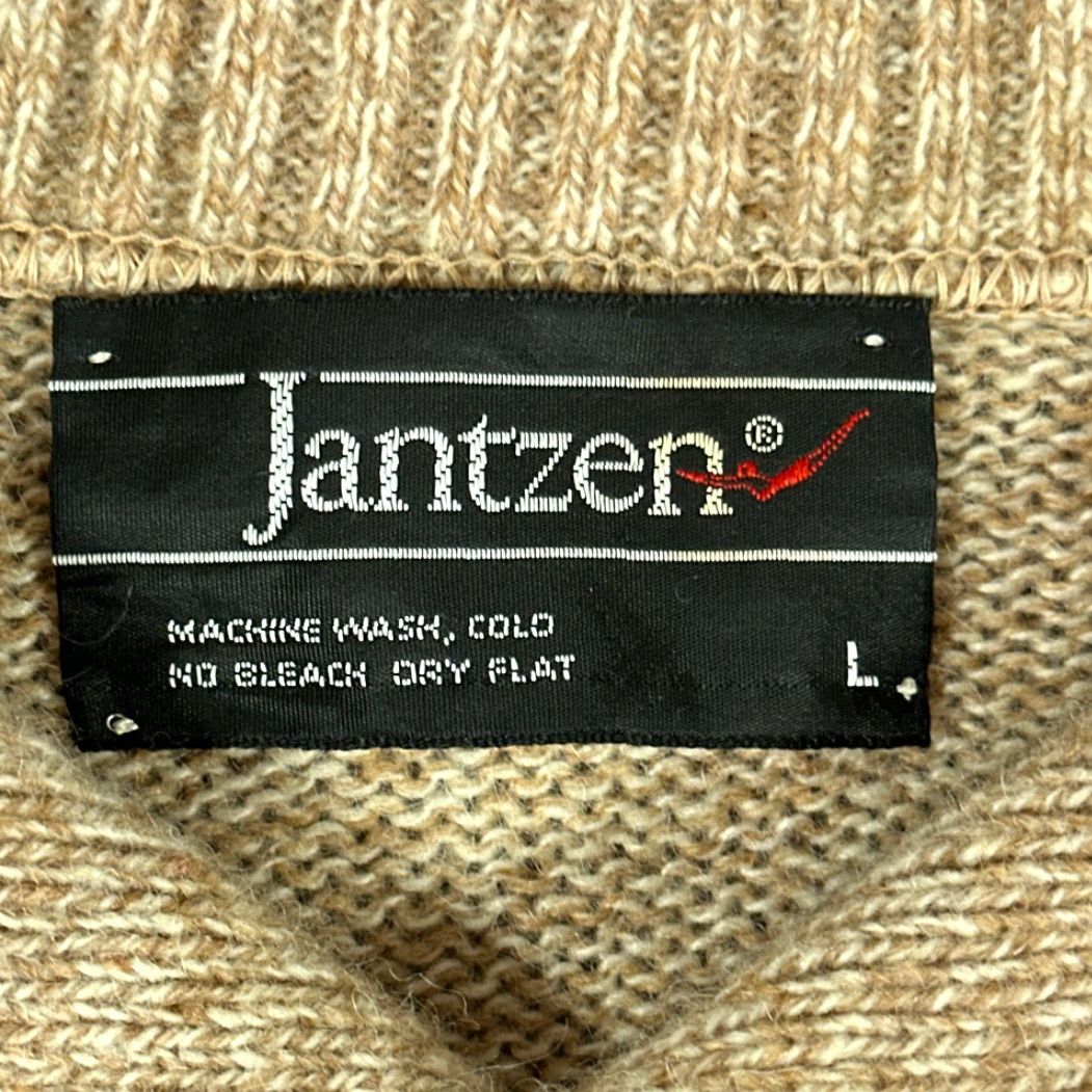 Jantzen VINTAGE Jantzen Sweater Knit Fair Isle Mock Neck Mens Adult MEDIUM Brown Cream 70s Pullover Long Sleeve Buttons Size US M / EU 48-50 / 2 - 5 Thumbnail
