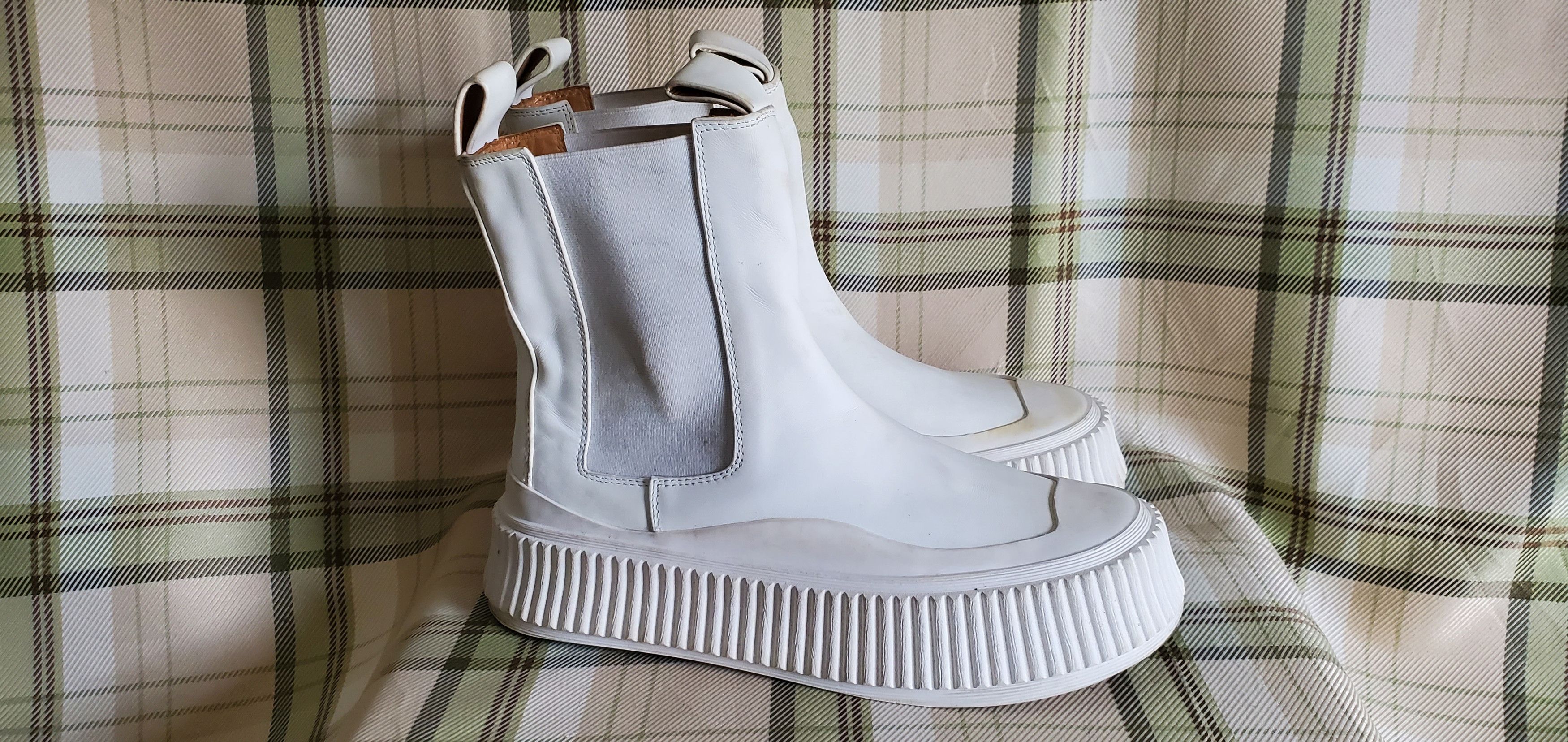 Jil Sander JIL SANDER White Leather Summer Hi Chunky Sole Sneakers Size US 9 / IT 39 - 3 Thumbnail