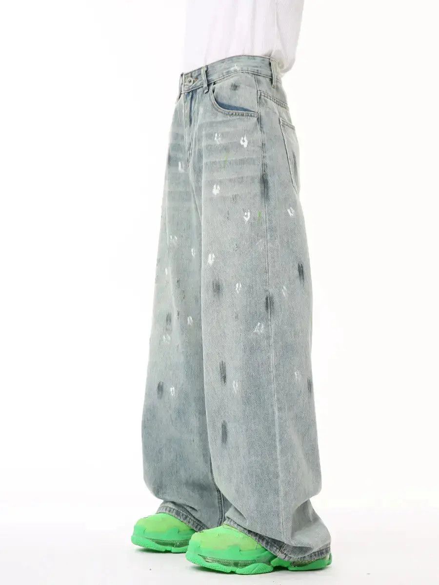 Japanese Brand Retro loose casual graffiti jeans Size US 32 / EU 48 - 2 Thumbnail