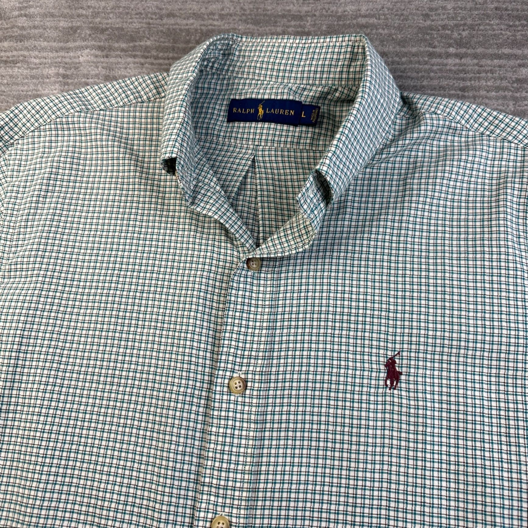 Ralph Lauren Ralph Lauren Shirt Mens Large Green Plaid Button-Up Polo Pony Logo Embroidered Button-Down Collar Size US L / EU 52-54 / 3 - 3 Thumbnail