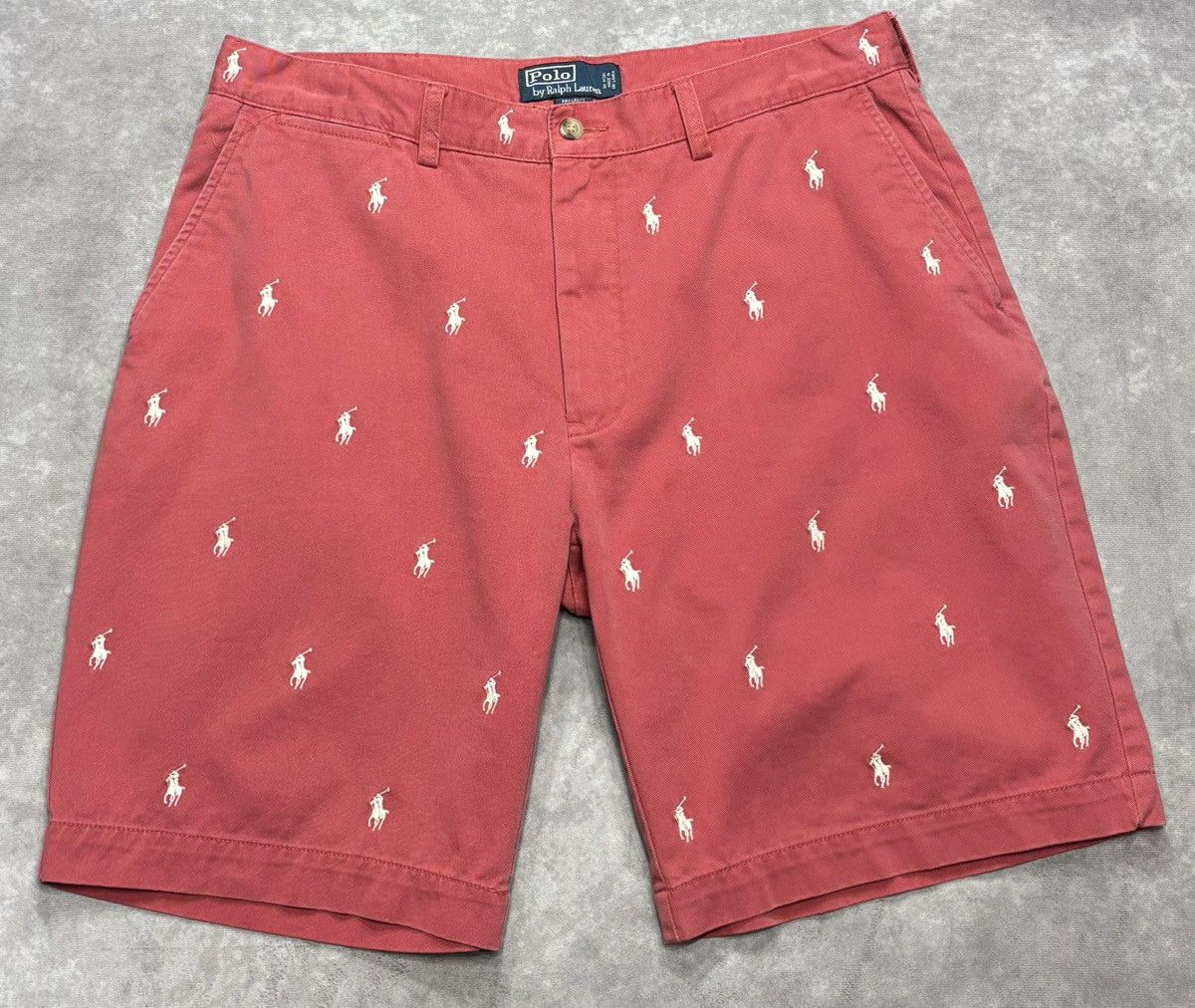 Polo Ralph Lauren Vintage Polo Ralph Lauren All Over Pony Embroidery Short Size US 35 - 1 Thumbnail