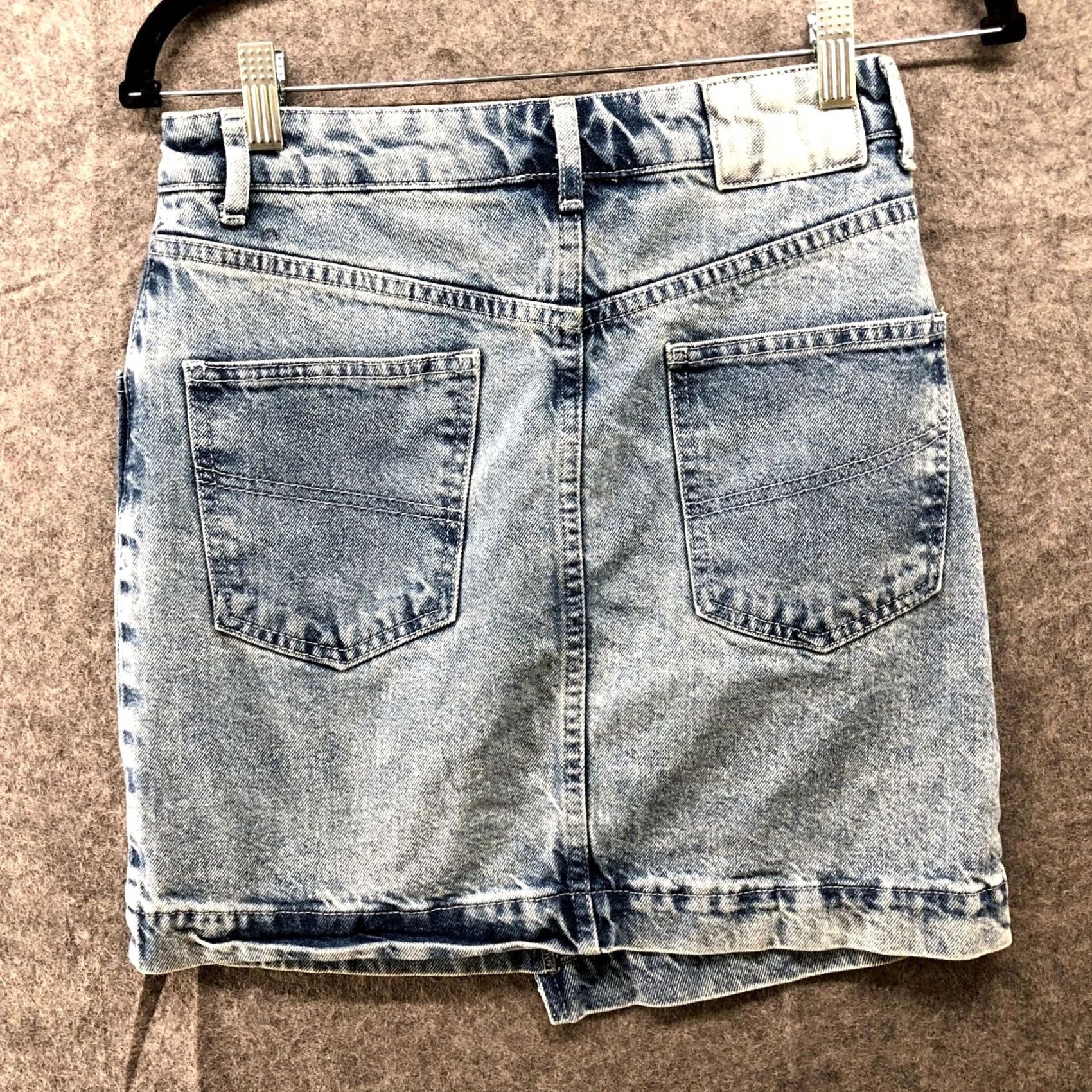 Asos ASOS Collusion Jean Skirt Womens Size 6 Blue Light Wash Straight Mini High Rise Size 28" / US 6 / IT 42 - 4 Thumbnail
