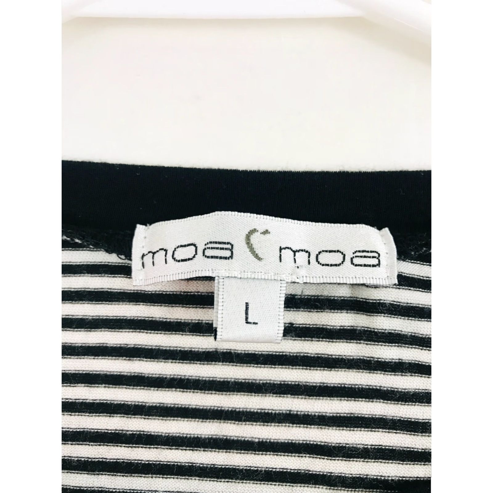Vintage Moa Moa T-Shirt Women’s Size Large Black White Striped Cropped Round Neck Tee Size L / US 10 / IT 46 - 5 Thumbnail