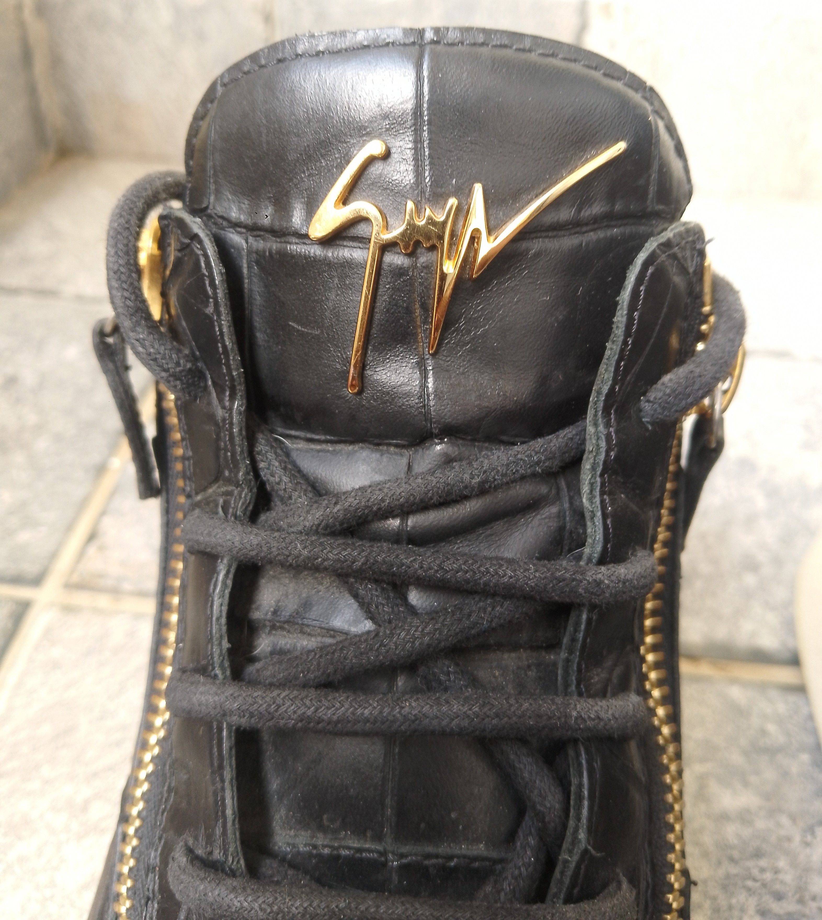 Giuseppe Zanotti Black crocodile embossed leather sneakers Size US 10.5 / EU 43-44 - 3 Thumbnail