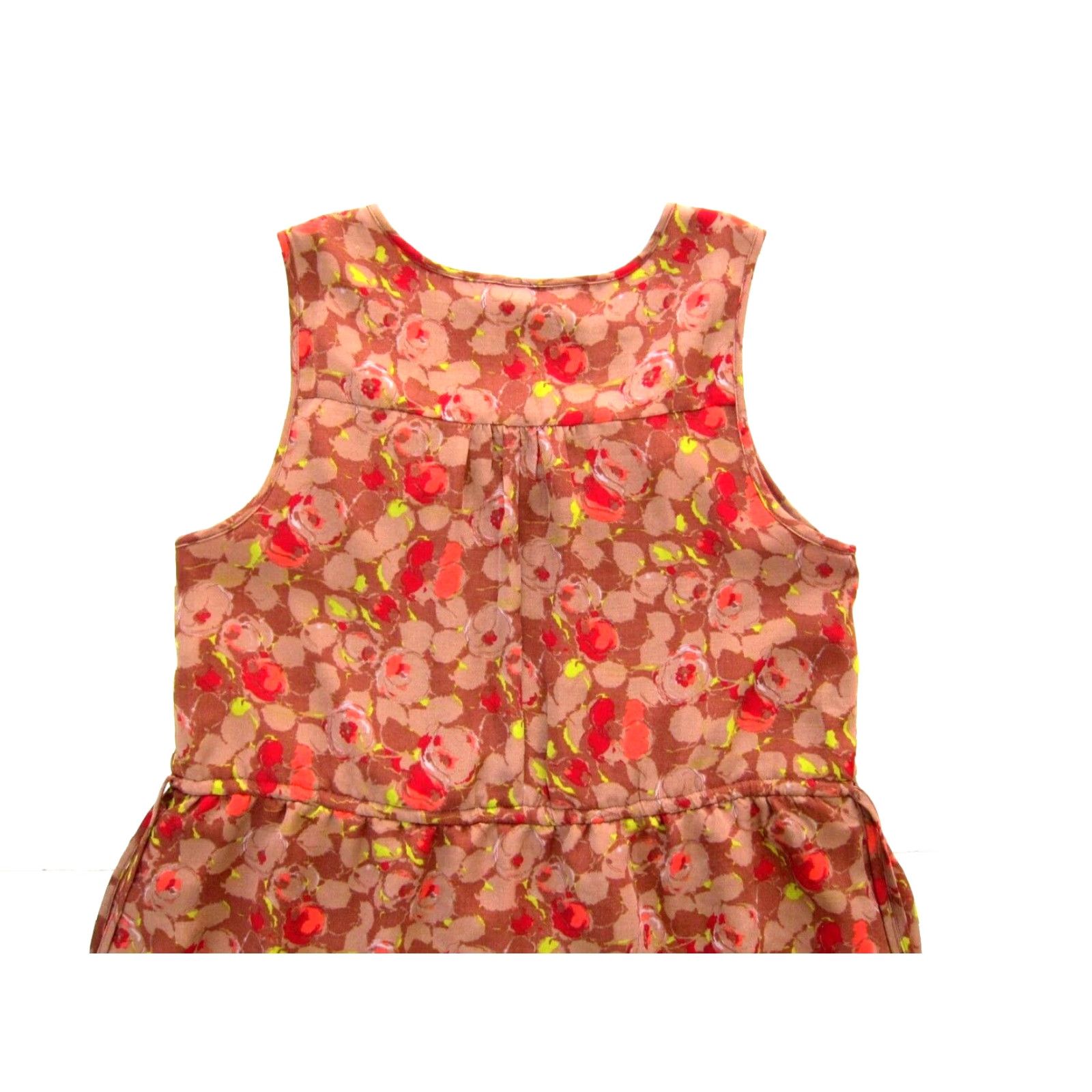 Gap Gap Floral Sleeveless Tank Dress L - Pink Brown Red Floral Ruffle Sheath Shift Tunic Sun Dress - 100% polyester - L - Women - Gap Size L / US 10 / IT 46 - 5 Thumbnail