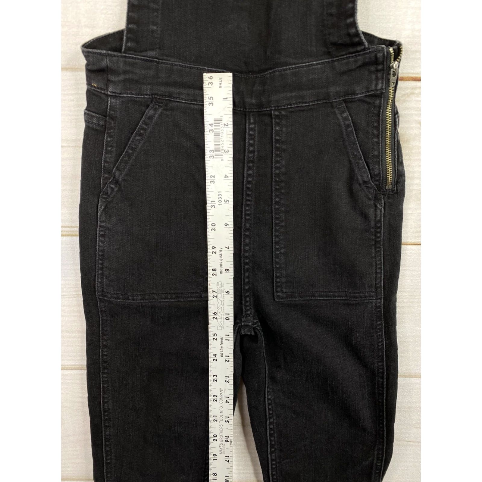 Madewell Madewell Overall Black XXS Denim Romper Jumpsuit Bodysuit Skinny Leg Side Zip Boho Stretch Pockets Casual Women’s Size 24" / US 00 / IT 34 - 6 Thumbnail