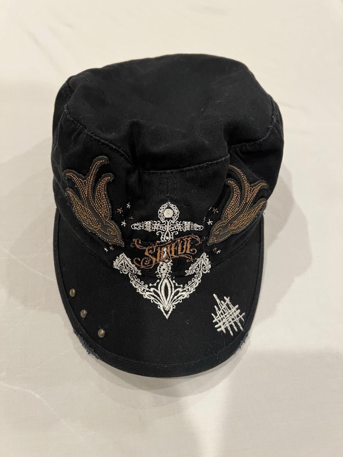 Affliction Sinful Affliction Black Embroidered Military Cap Y2K Womens Size ONE SIZE - 1 Thumbnail