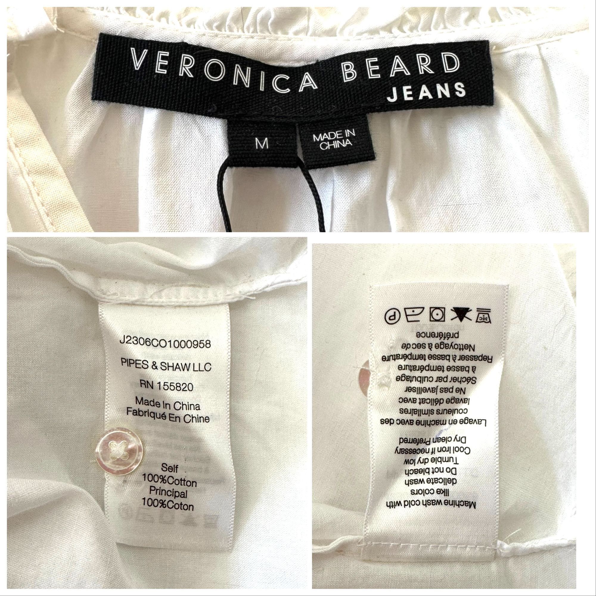 Veronica Beard Veronica Beard White Milly Shirt, Size M, New with tag Size M / US 6-8 / IT 42-44 - 4 Thumbnail