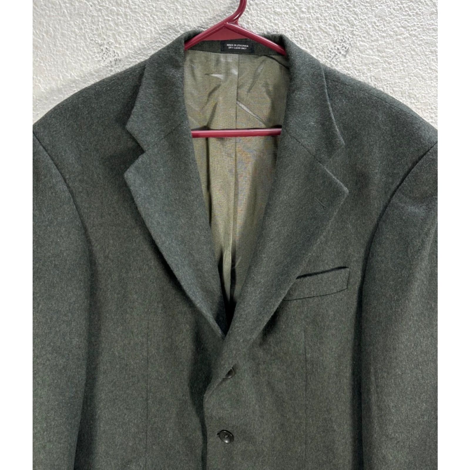 Oscar De La Renta VINTAGE Oscar de la Renta Blazer Jacket Mens Green 41R Single Breasted Cashmere Wool Nylon Three-Button Wool Blazer Mens Size 42R - 4 Thumbnail