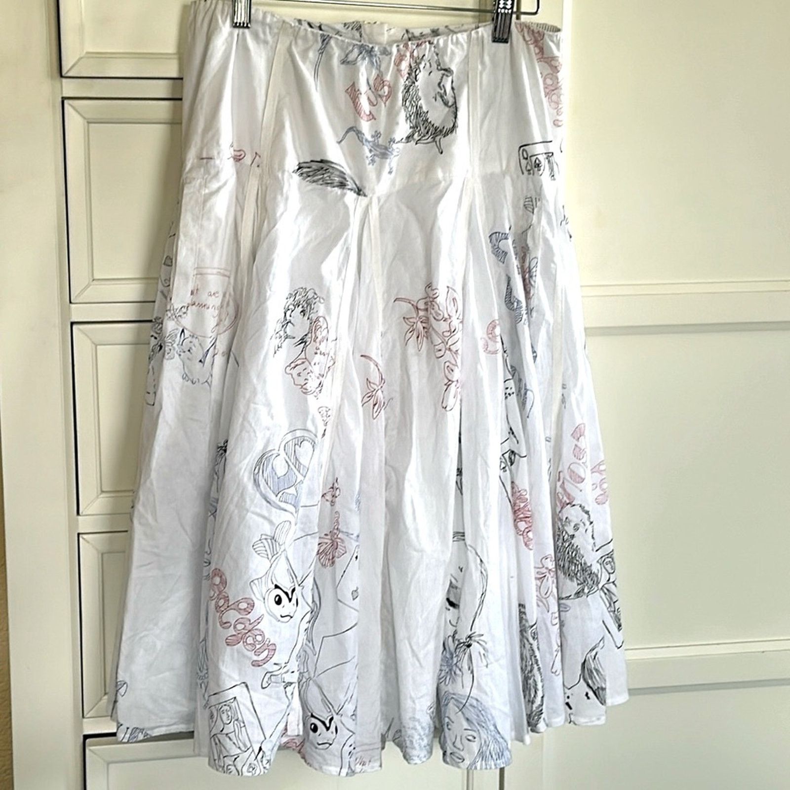 VTG 80s High Waist Midi Skirt Pop Art New Wave Puff OOAK MED