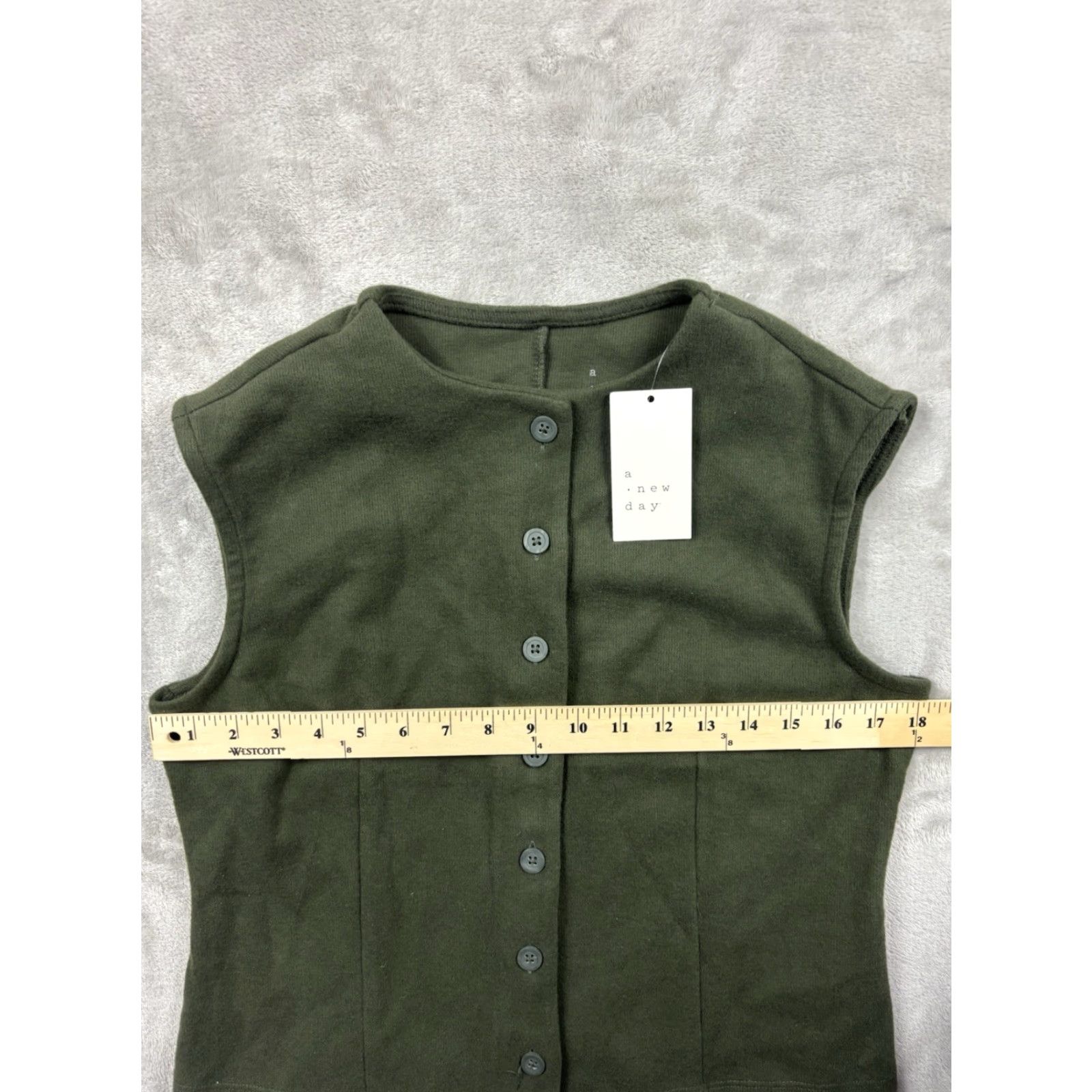 Vintage A New Day Women’s Olive Green Fiber Sleeveless Vest Outdoors Size Medium NWT Size M / US 6-8 / IT 42-44 - 3 Thumbnail