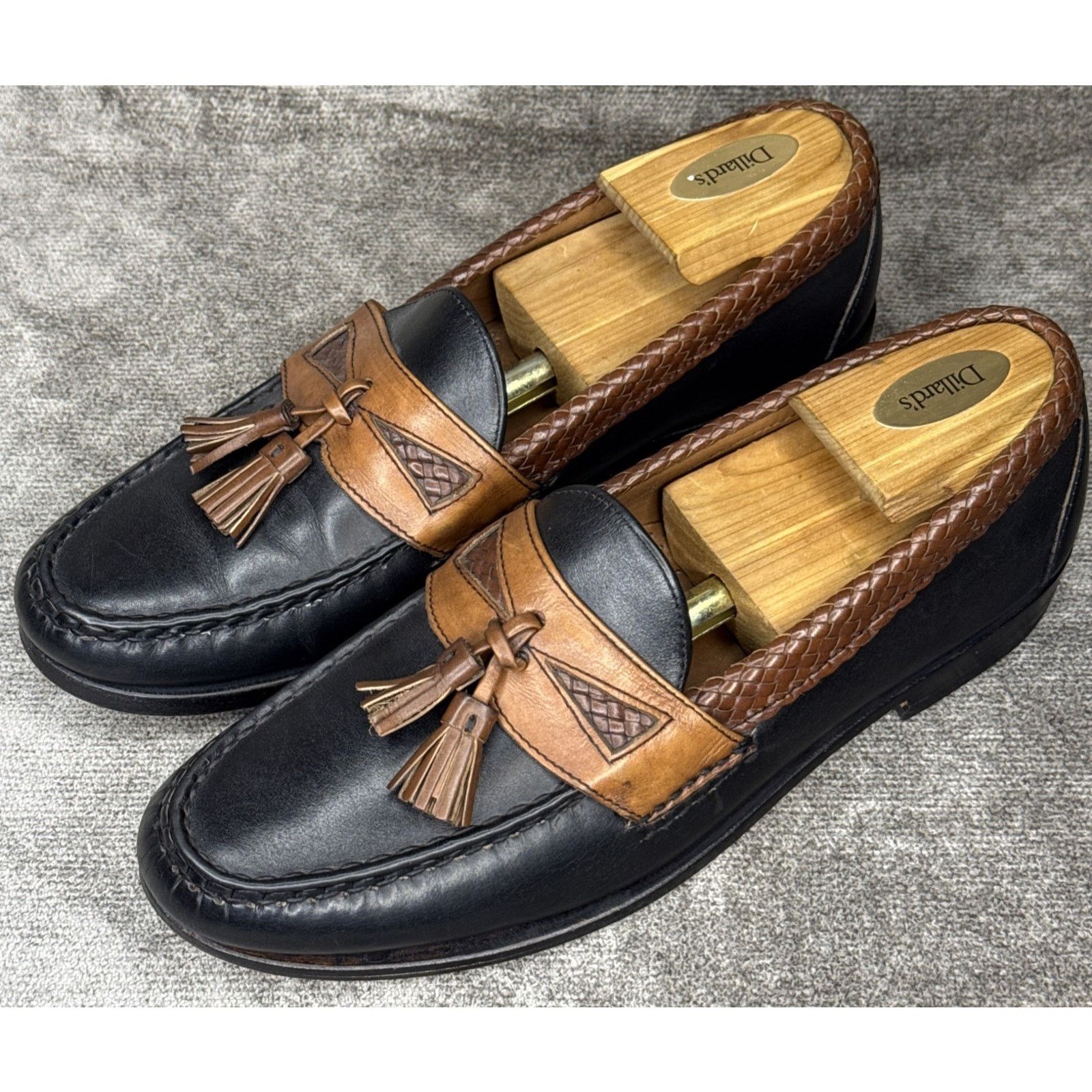 Allen Edmonds Maxfield Tassel Loafer Black Tan 10.5B Leather display picture 2