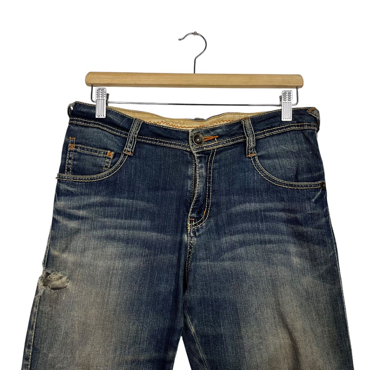 14th Addiction Vintage Daily Topics Distressed Buckle Denim Jeans Size 31" - 2 Thumbnail