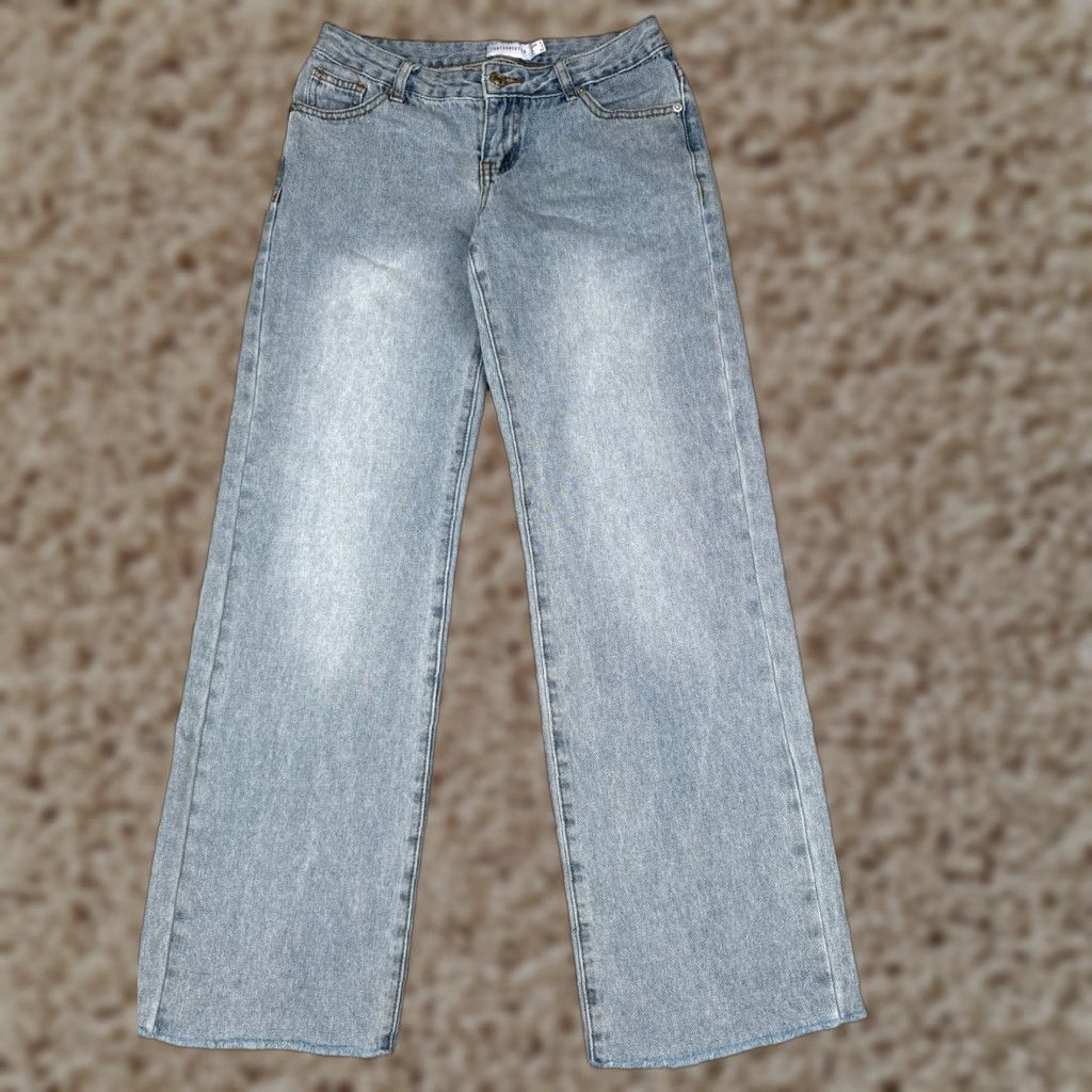 Vintage ThatsSoFetch Jeans Denim Wide-Leg 26x30 Light Wash Blue 5-Pocket Low Rise Retro Womens Size 26" / US 2 / IT 38 - 1 Thumbnail