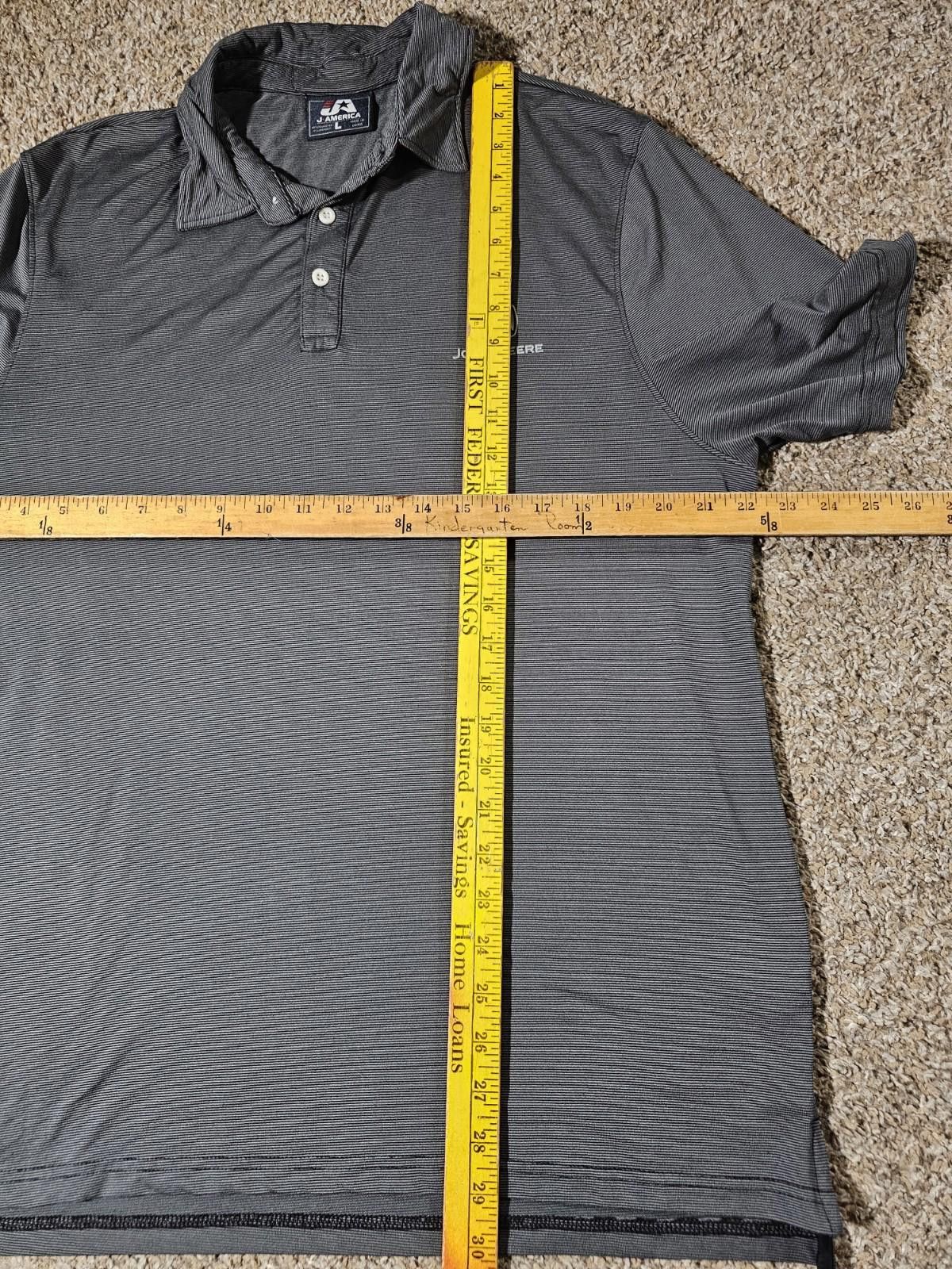 J. America J America Large Gray John Deere Striped Polo Shirt Size US L / EU 52-54 / 3 - 4 Thumbnail