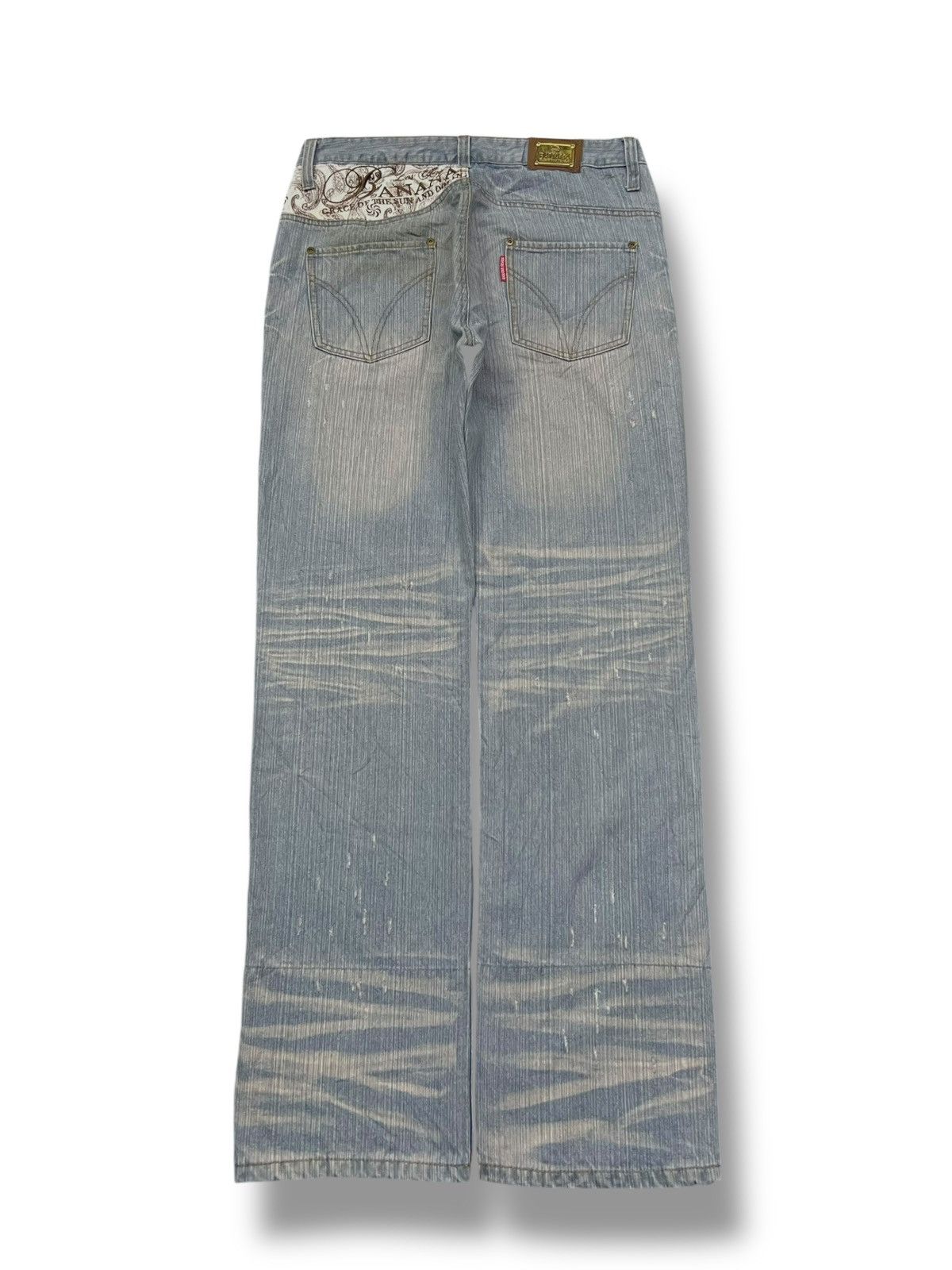 Japanese Brand Baggy Vintage 00s Banana Seven Paisley Retro Streatwear Size US 35 - 3 Thumbnail