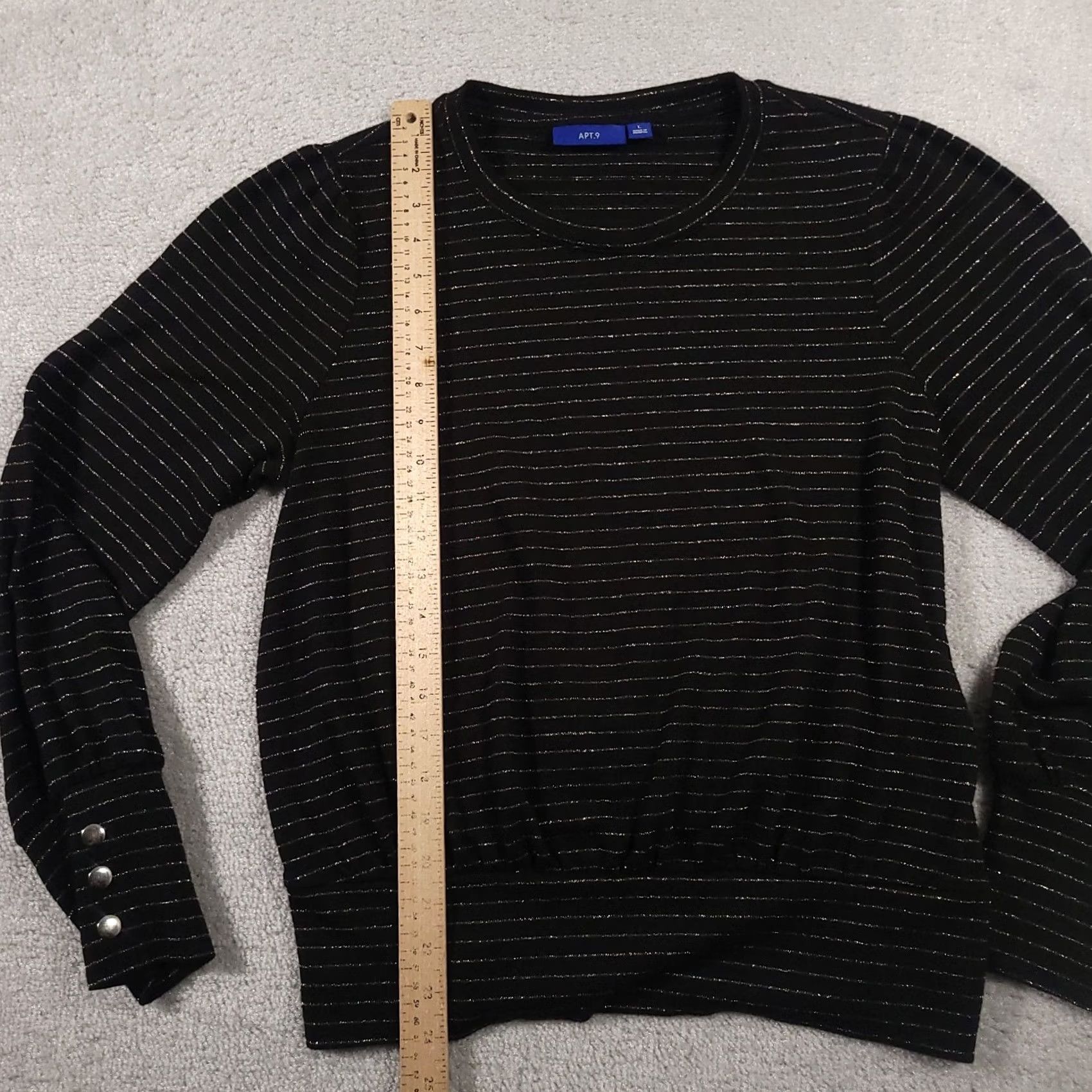 Apt. 9 Apt 9 Long Sleeve Black & Gold Stripes Banded Knit Shirt Womens Large Size L / US 10 / IT 46 - 7 Thumbnail