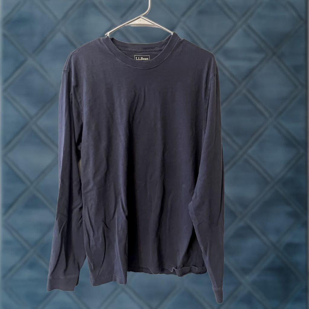 Vintage L.L. Bean T-Shirt Mens Size L Blue Fade Solid Crew Neck Long Sleeve Classic Outdoor Casual Size US L / EU 52-54 / 3 - 1 Thumbnail