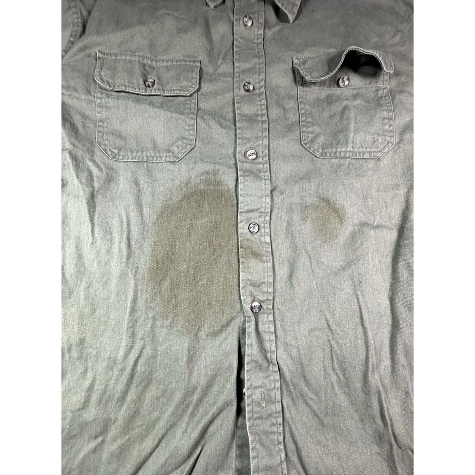 Wrangler Wrangler Shirt Men L Olive Green Long Sleeve Cotton Twill Button-Up Collared Western Outdoor Embroidered Pockets Size US L / EU 52-54 / 3 - 7 Thumbnail