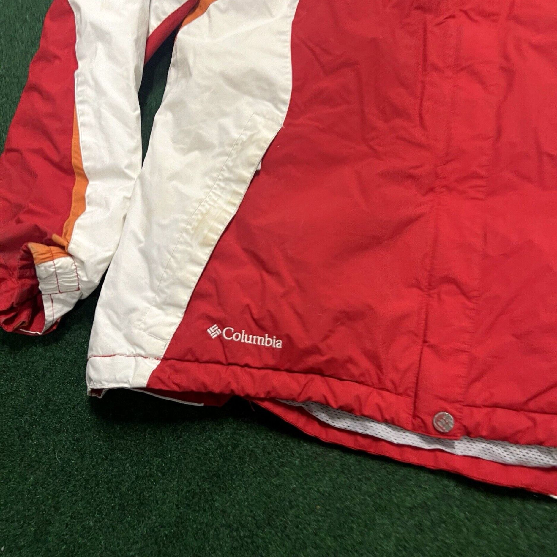 Vintage Columbia Jacket Women's Coat Size Large Red White Full Zip Hooded Lined Size L / US 10 / IT 46 - 2 Thumbnail