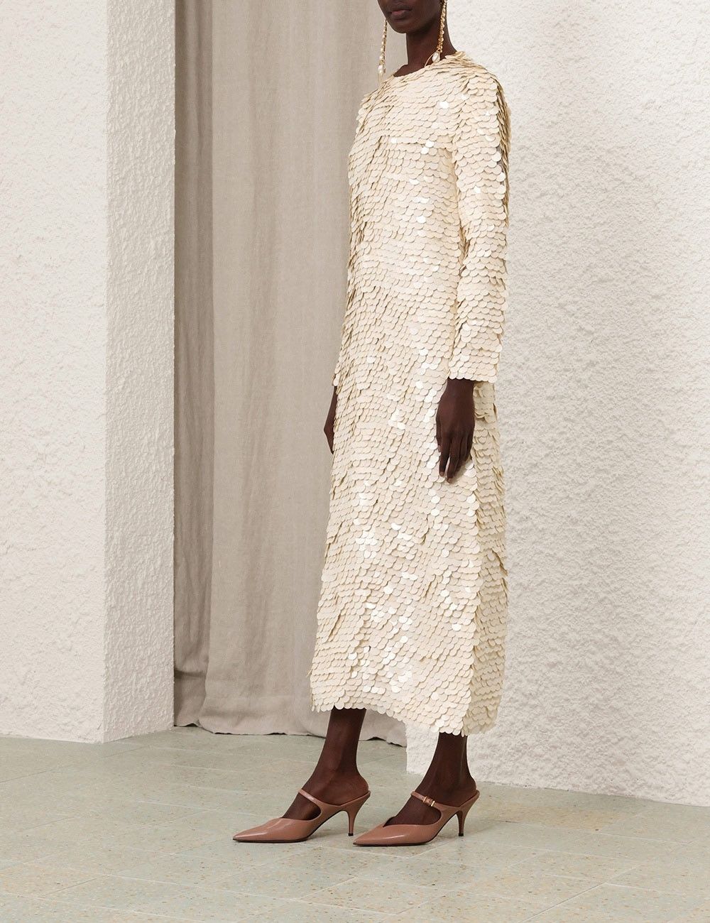 Zimmermann oc11z0925 Eden Sequin Maxi Dress in Cream Size L / US 10 / IT 46 - 3 Thumbnail