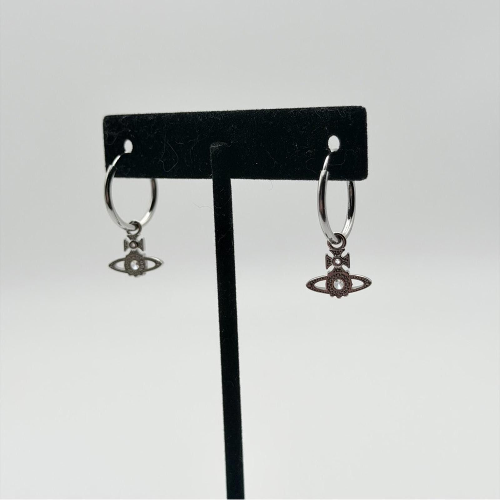 Vivienne Westwood Vivienne Westwood Nina Spark Crystal Saturn Hoop Earring Slr Size ONE SIZE - 4 Thumbnail