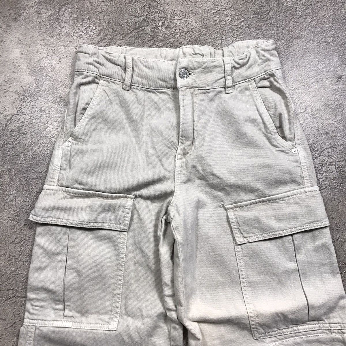 Vintage Vintage 90s Baggy Cargo Pants Washed Khaki Workwear Punk 25 Size 25" / US 0 / IT 36 - 2 Thumbnail
