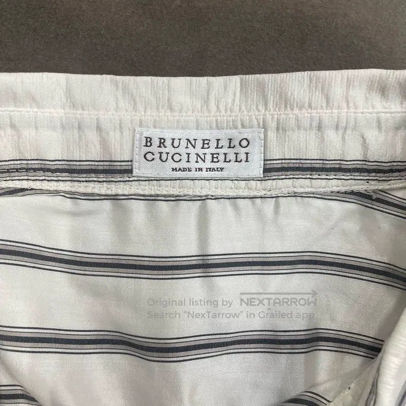 Brunello Cucinelli Brunello Cucinelli White Striped Pearl Button Long Shirt Size L / US 10 / IT 46 - 3 Thumbnail