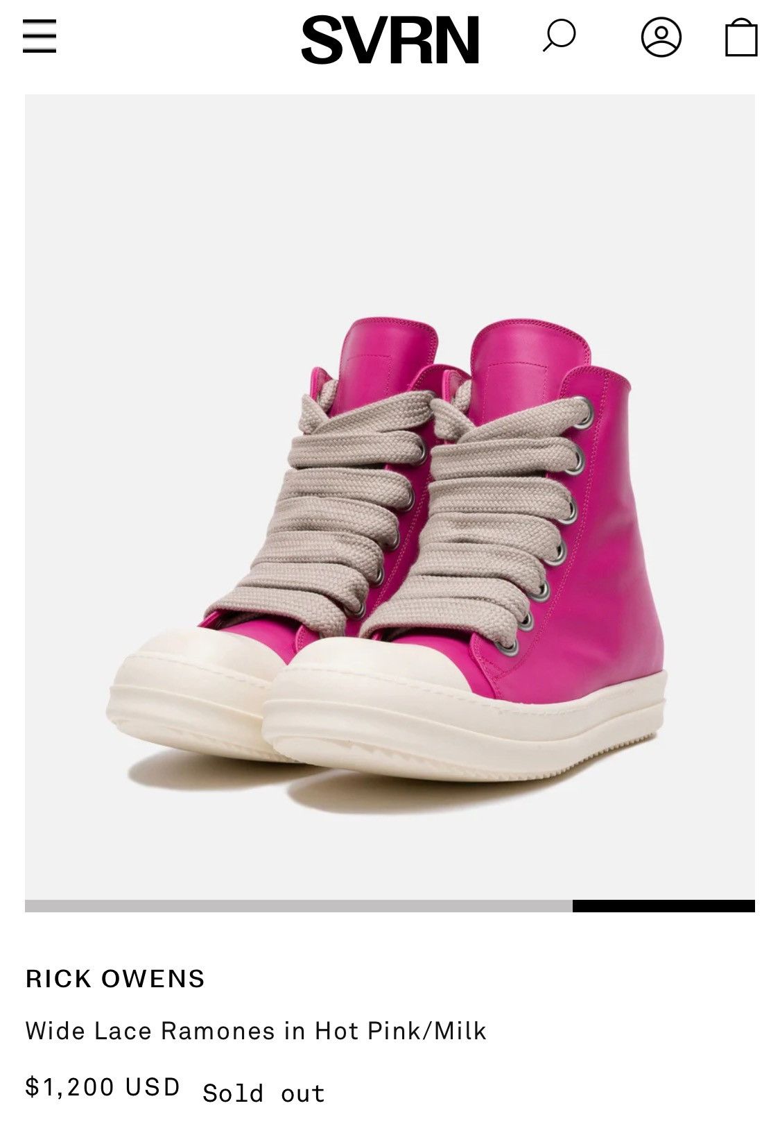 Rick Owens NEW EDFU 42 HOT PINK / MILK RAMONES JUMBO LACES