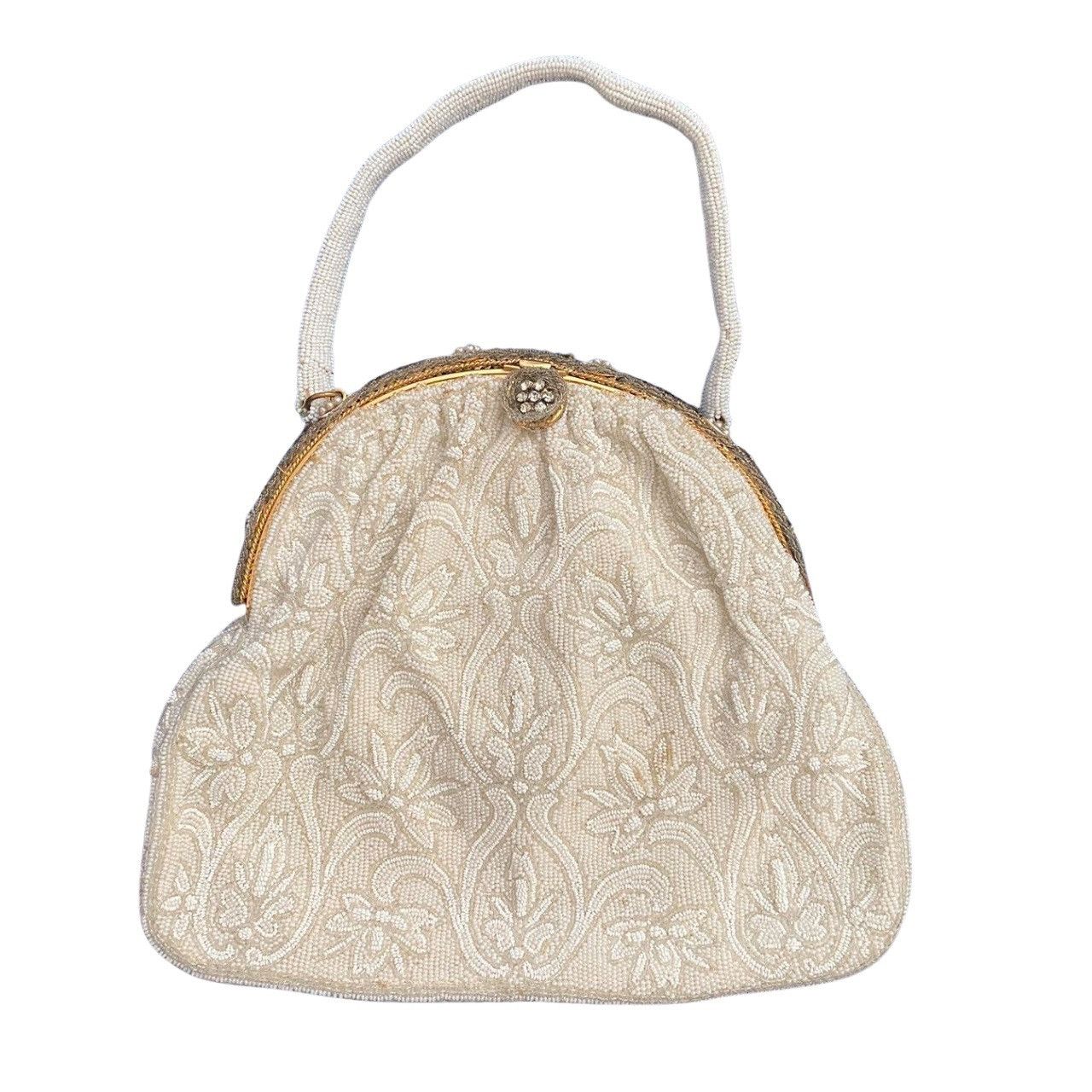 image of Antique x Pascal Morabito Morabito Paris Vintage 1930S Beaded Silk Evening Bag Purse in White, Wome