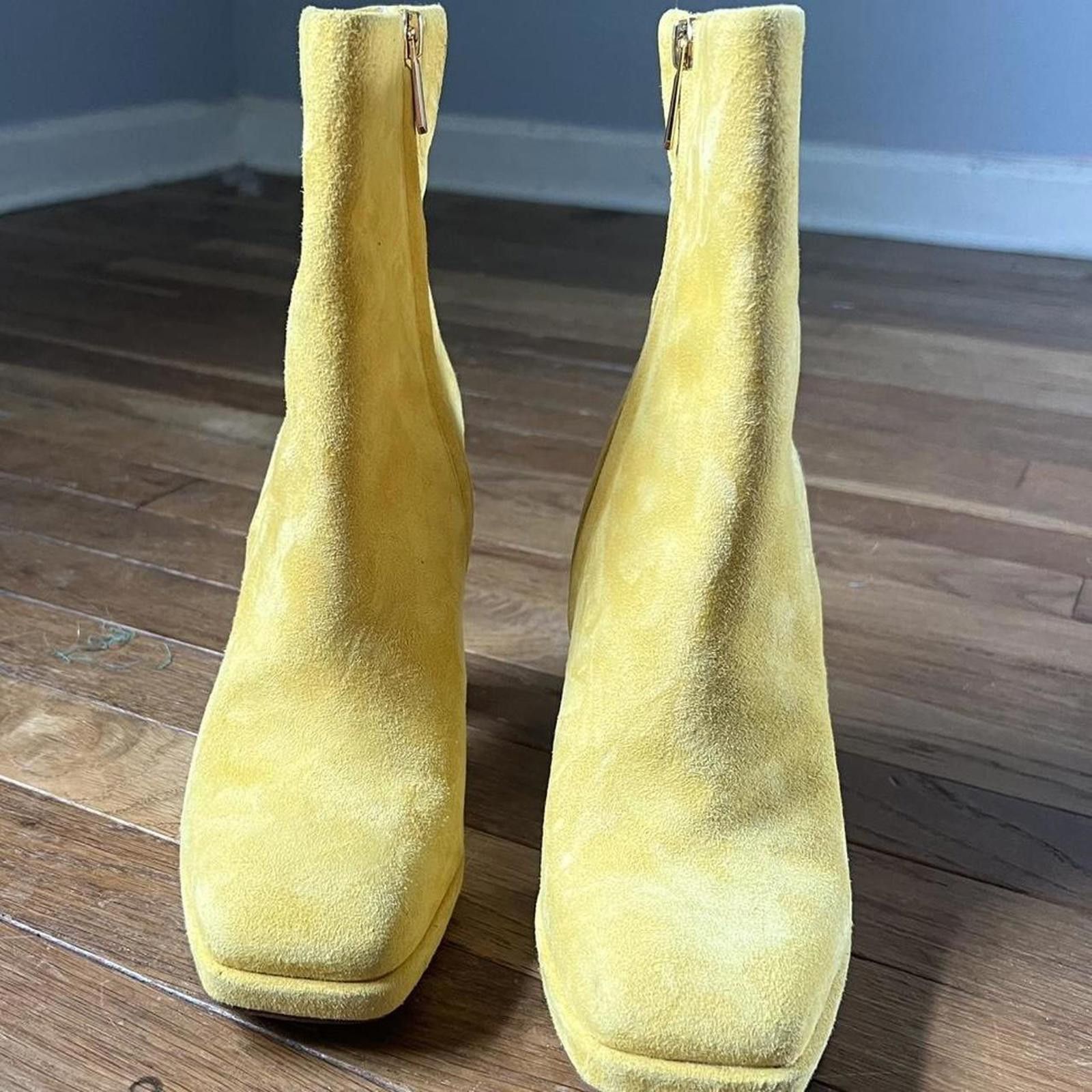 Other Sam Edelman Jaye Yellow Suede Block Heel Squared Size US 7.5 / IT 37.5 - 8 Thumbnail
