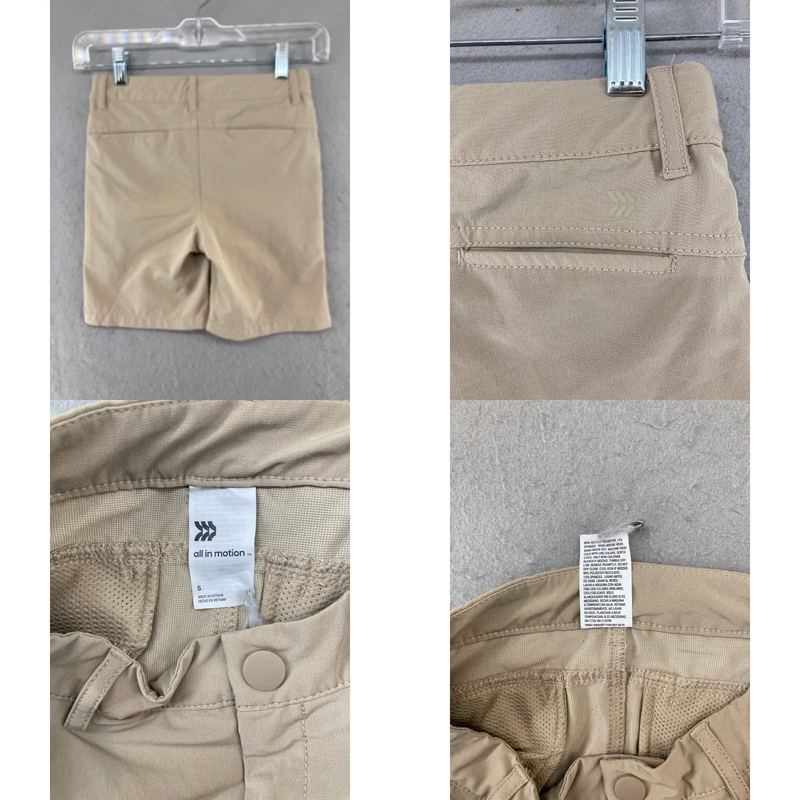 Vintage All In Motion Shorts Womens Small Khaki Beige Outdoor Elastic Waist Pockets 5 in Inseam Athletic Size 28" / US 6 / IT 42 - 8 Thumbnail