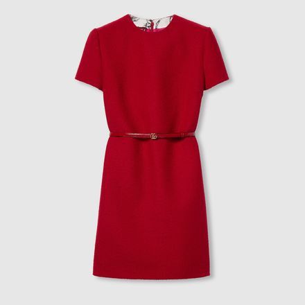 Gucci o1loc1c0226 815411 Mini Wool Boucle Belted Dress in Red Size M / US 6-8 / IT 42-44 - 1 Preview