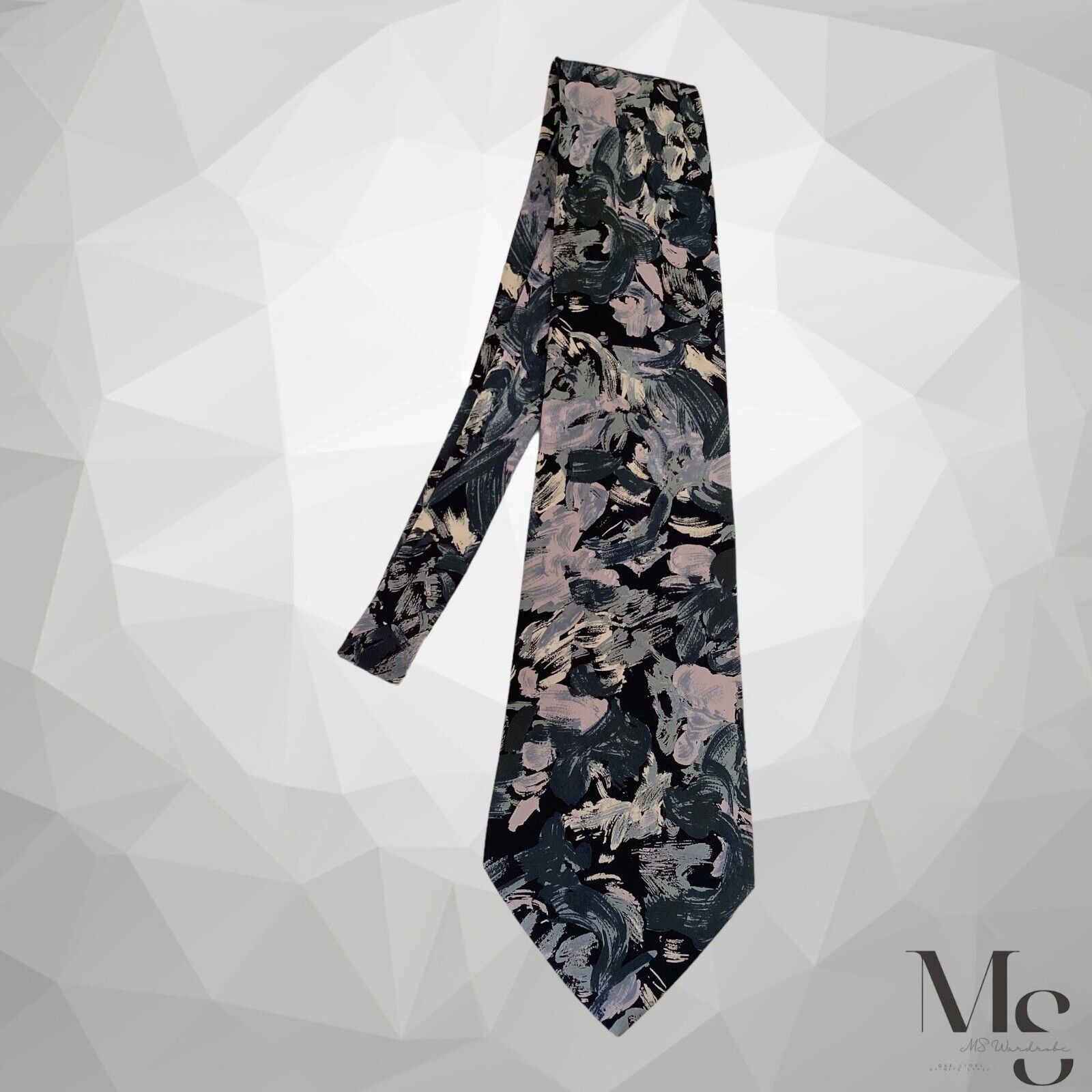 Santostefano SANTOSTEFANO Gray Art Print Luxury Silk Tie Made In Italy W: Size ONE SIZE - 5 Thumbnail