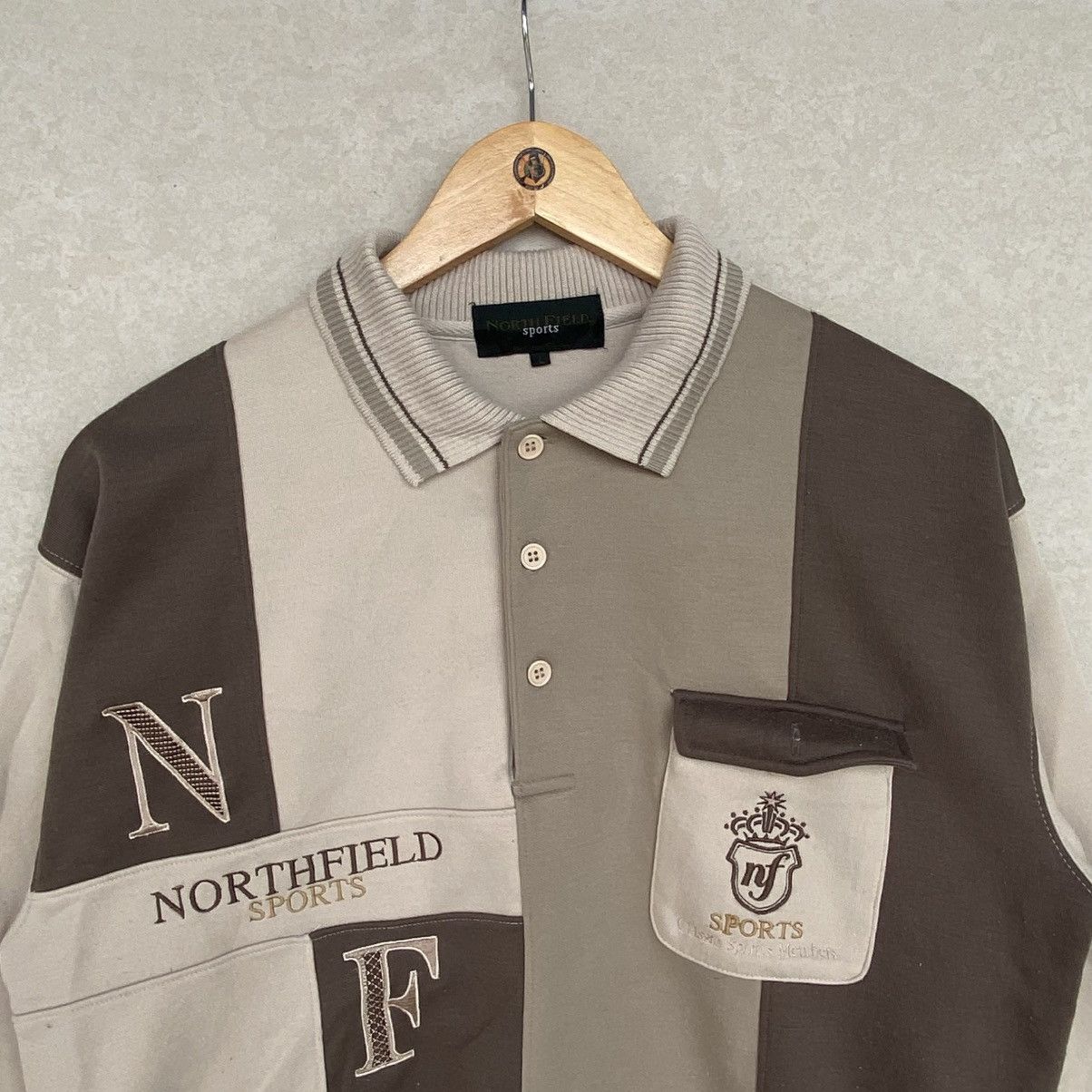 Other Vintage North Field Half Button Embroidered Brown/Beige Size L / US 10 / IT 46 - 4 Thumbnail