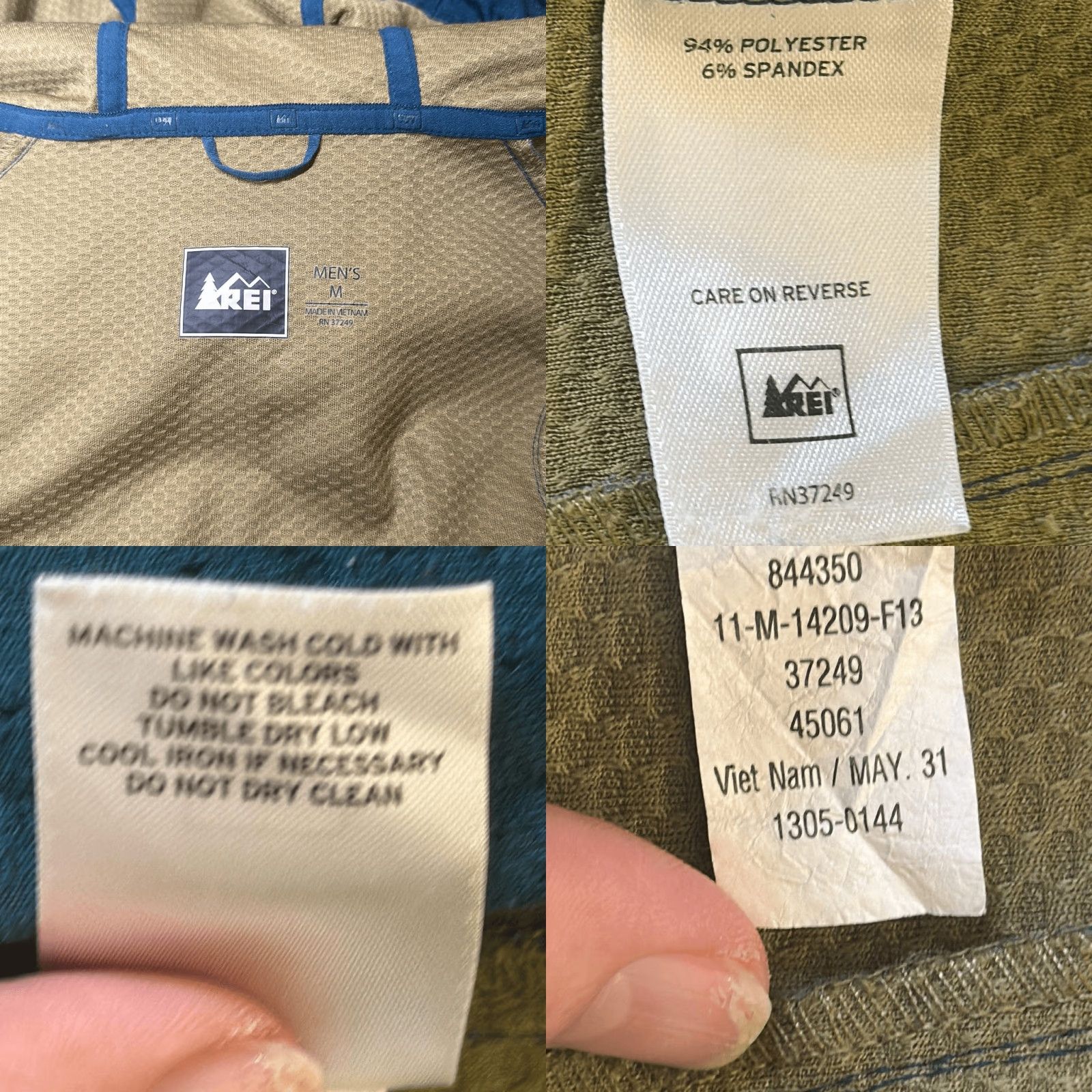 Vintage VINTAGE REI McCone Soft-Shell Jacket Men M Water Repellent Green Purple Full Zip Hood Pockets 27" Length Size US M / EU 48-50 / 2 - 8 Thumbnail