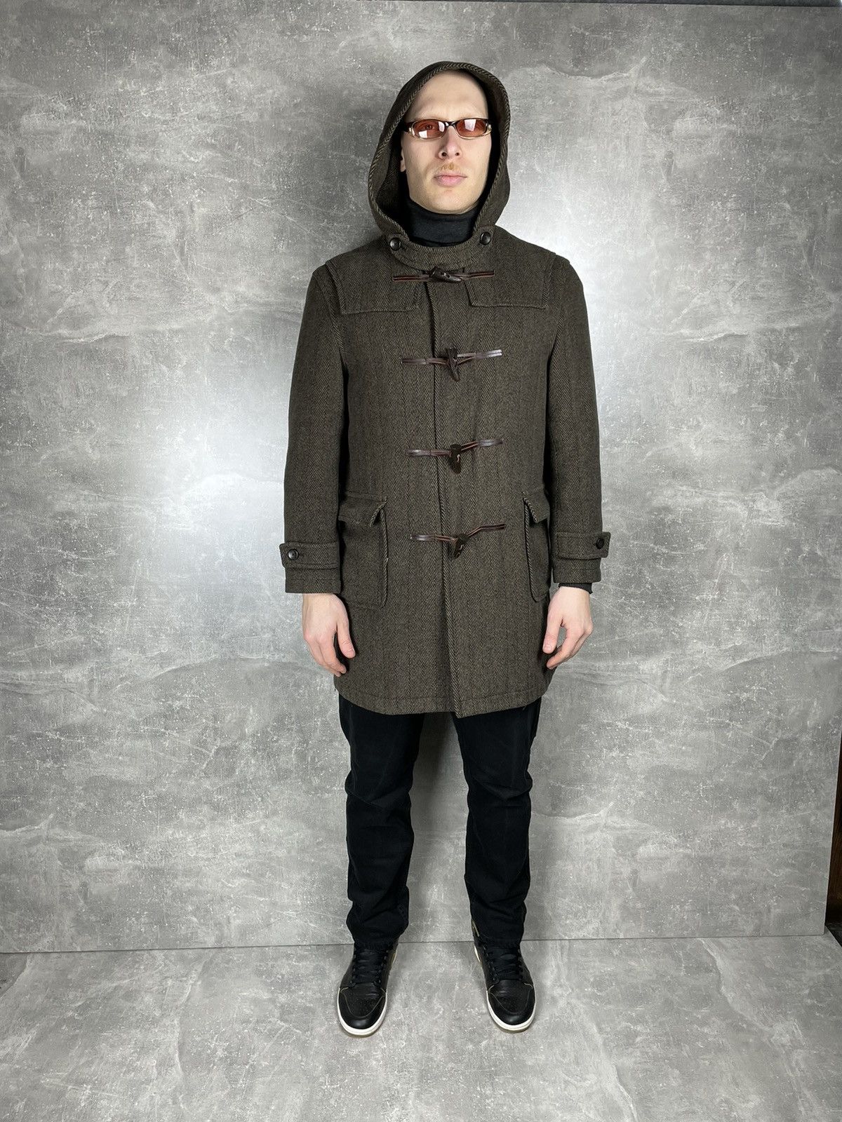 Paul Smith Paul Smith Brown Wool Herringbone Pattern Duffles Coat Size US XL / EU 56 / 4 - 4 Thumbnail