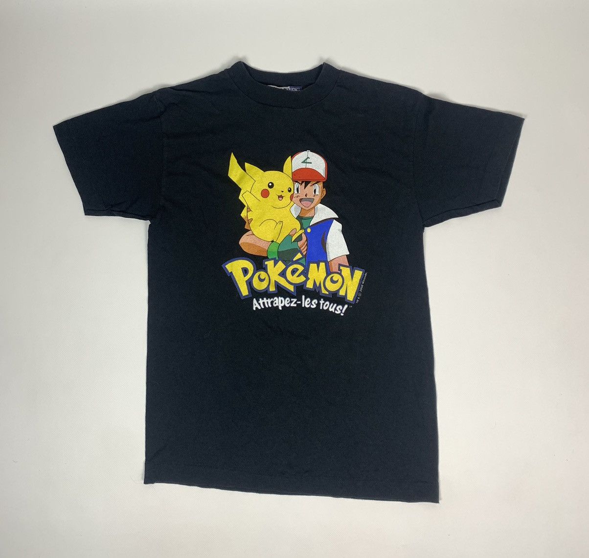 image of Cartoon Network x Pokemon Vintage Pokemon Tee Shirt 2000 Nintendo in Black, Men's (Size Small)