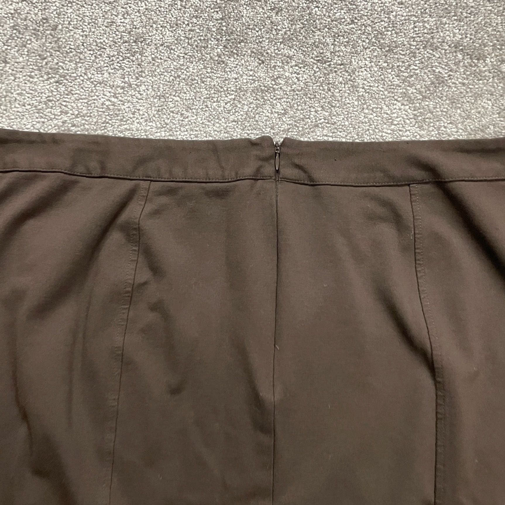 Vintage VINTAGE Cato Women's Plus Size Short Pencil Skirt 24W Brown Solid Back Slit Stretch Office Casual Size 42" / US 20 - 3 Thumbnail