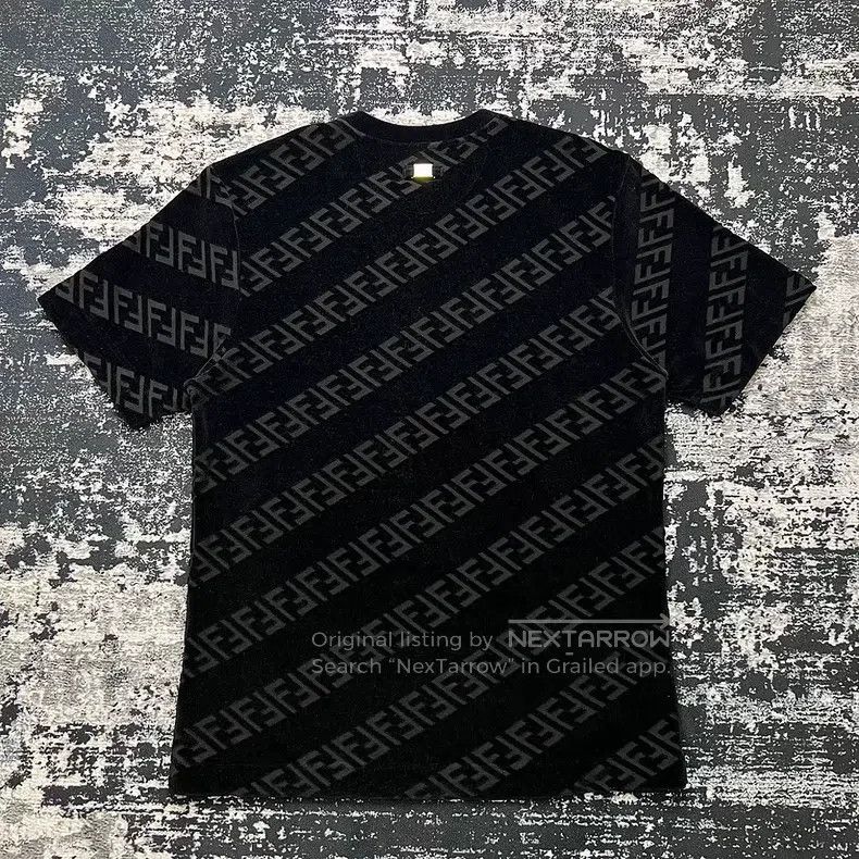 Fendi Fendi Black FF Subtle Print Velvet Short Sleeve T-Shirt Size US M / EU 48-50 / 2 - 5 Thumbnail