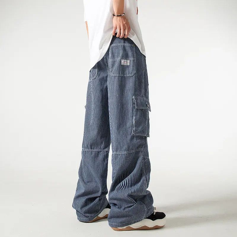Japanese Brand Retro loose striped patchwork pocket jeans Size US 32 / EU 48 - 5 Thumbnail