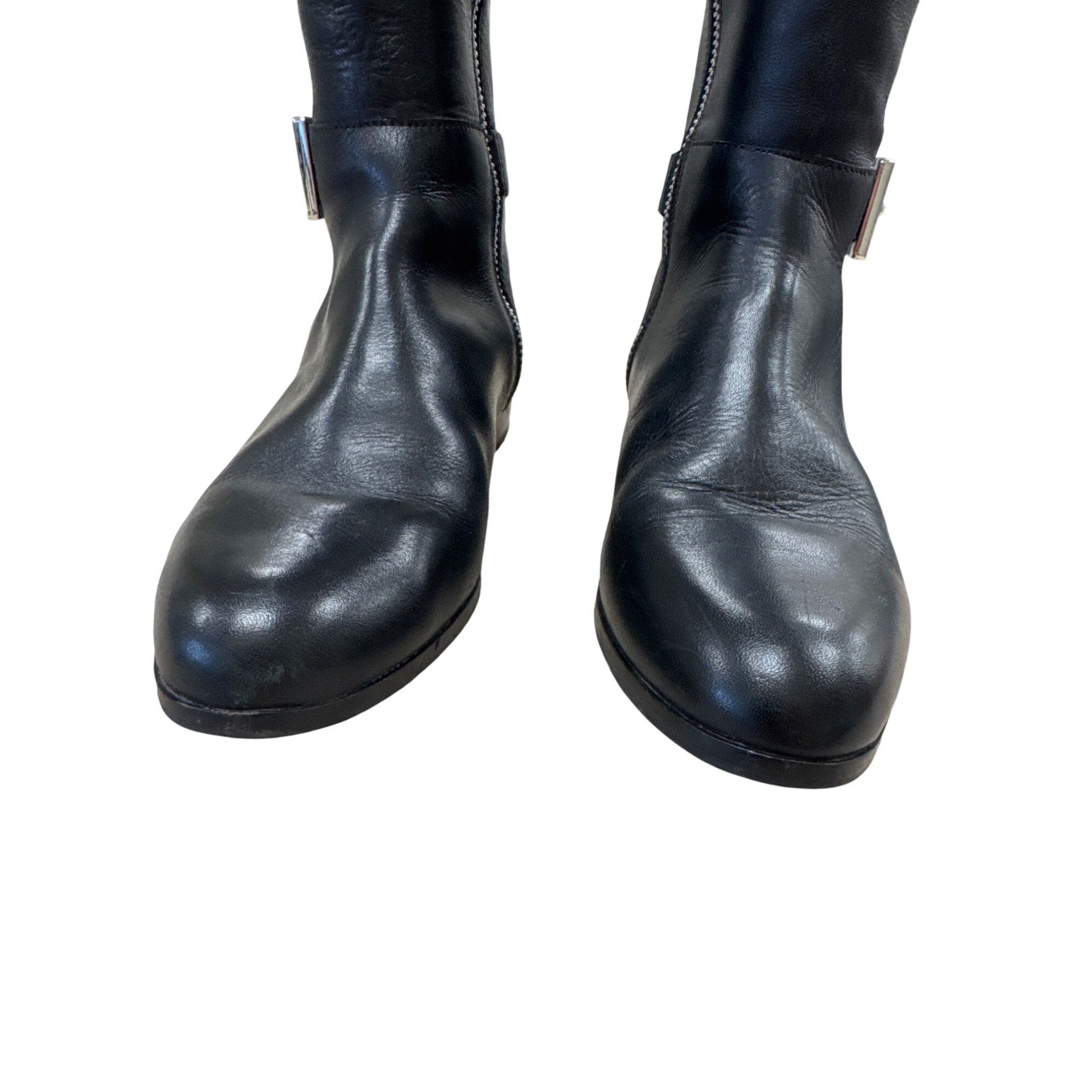 Michael Kors Michael Kors Womens Black Leather Knee High Boots With Buckl Size US 7 / IT 37 - 8 Thumbnail