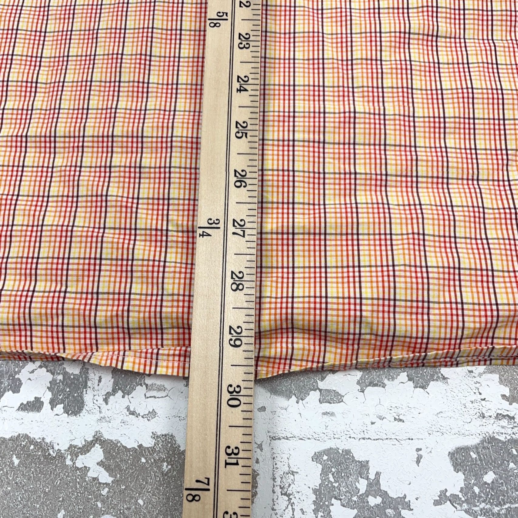 Tommy Hilfiger Tommy Hilfiger Shirt Men Medium Orange Plaid Button Up Casual Formal Workwear Knit-Down Size 40R - 7 Thumbnail