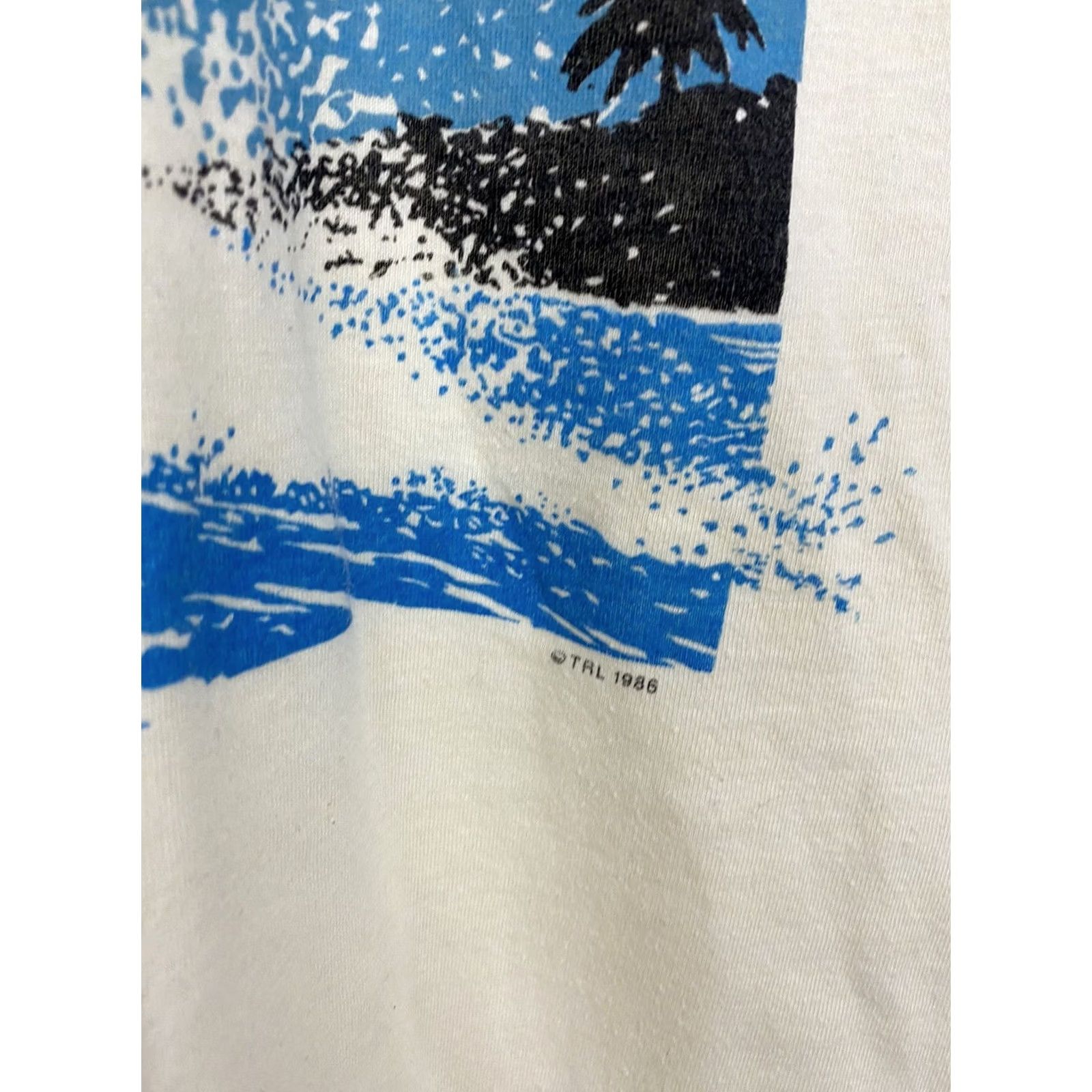 Vintage VTG 80s Hawaiian Tropic Tanning Bold Surf Graphic Hobie Paper Thin T-Shirt L Mens Cream/Beige Size US L / EU 52-54 / 3 - 5 Thumbnail