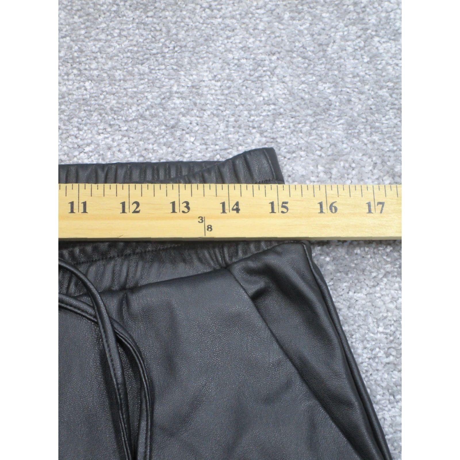 Loft Loft Pants M Tall Black Faux Leather Drawstring Tapered Front Flat Dress Pants Womens Size 32" / US 10 / IT 46 - 6 Thumbnail