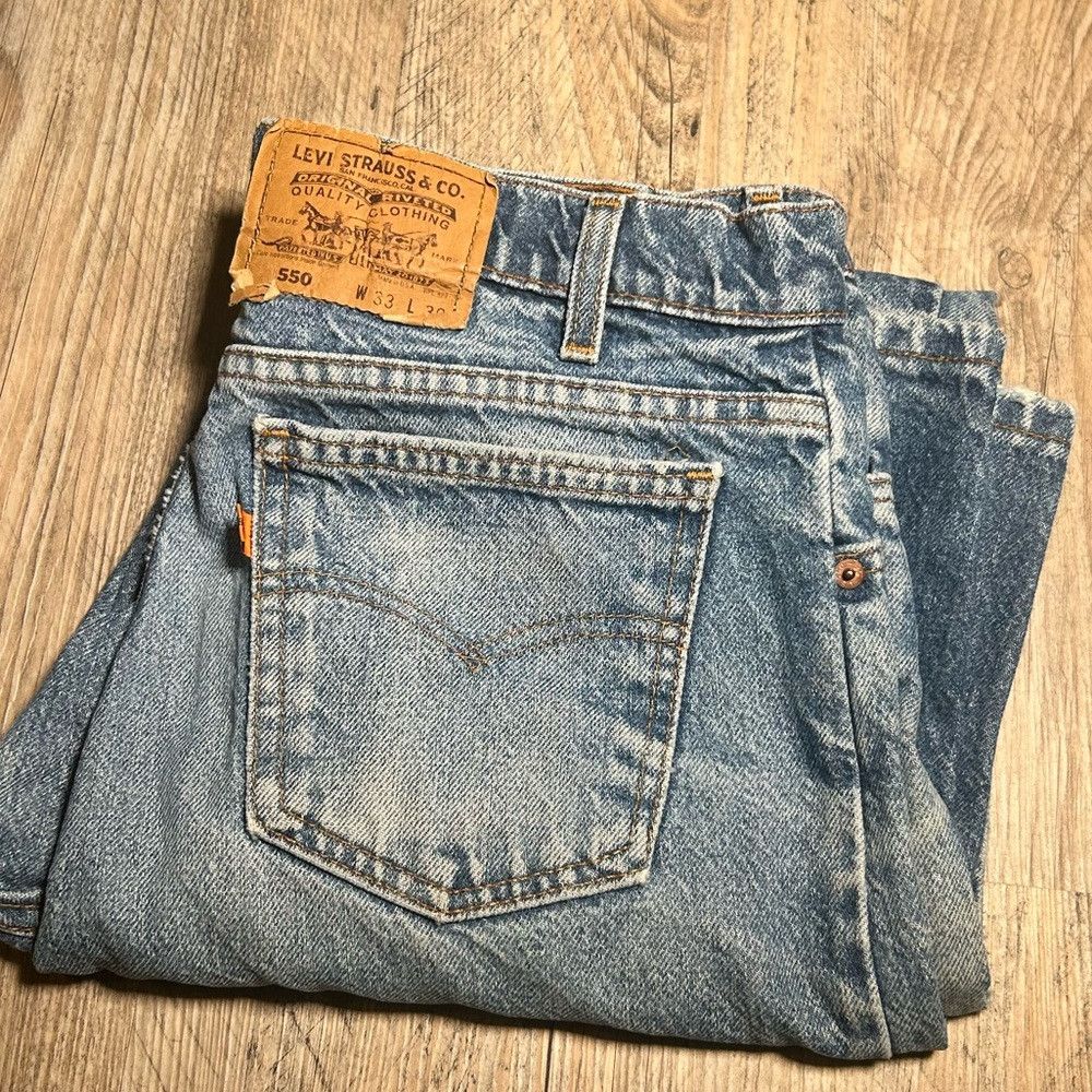 Levi's Vintage Clothing 80s Levis Light Wash 550 Jeans Orange Tab USA Made Faded Di Size US 33 - 1 Thumbnail